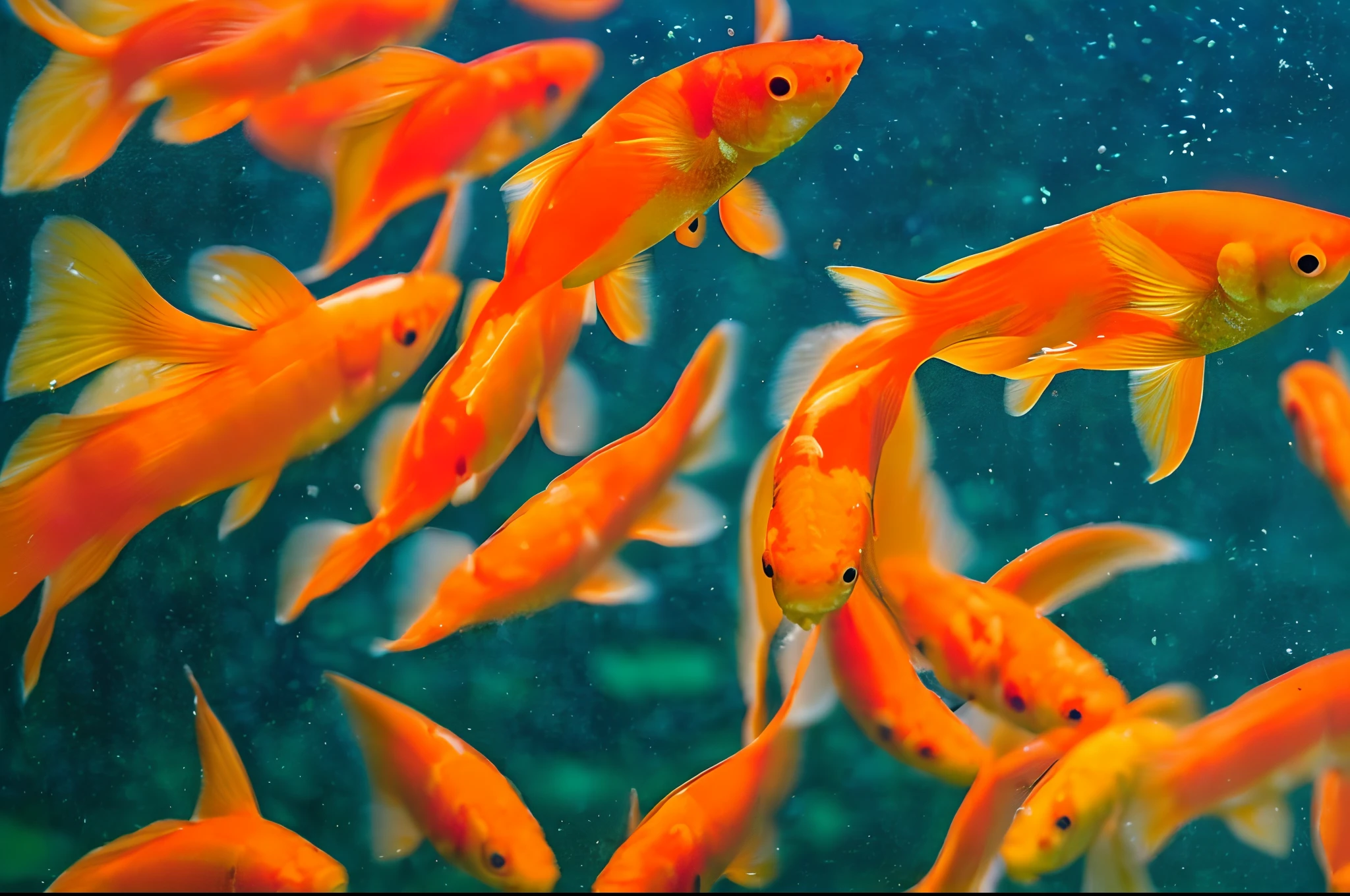 4k, high-res, highlydetailed, bestquality, There are many fish swimming in the water together., Koi fish, Koi fish, Floating koi, little finger, Koi color, Fish Swimming, Koi pond, Fish Swimming, Fish swim around., fishes, Watch fish swim, Shutterstock, Reflective koi pond, Multi-colored fish, goldfish, Fish School, Floating goldfish, Fish School, Koi fish floating on the surface of the water.