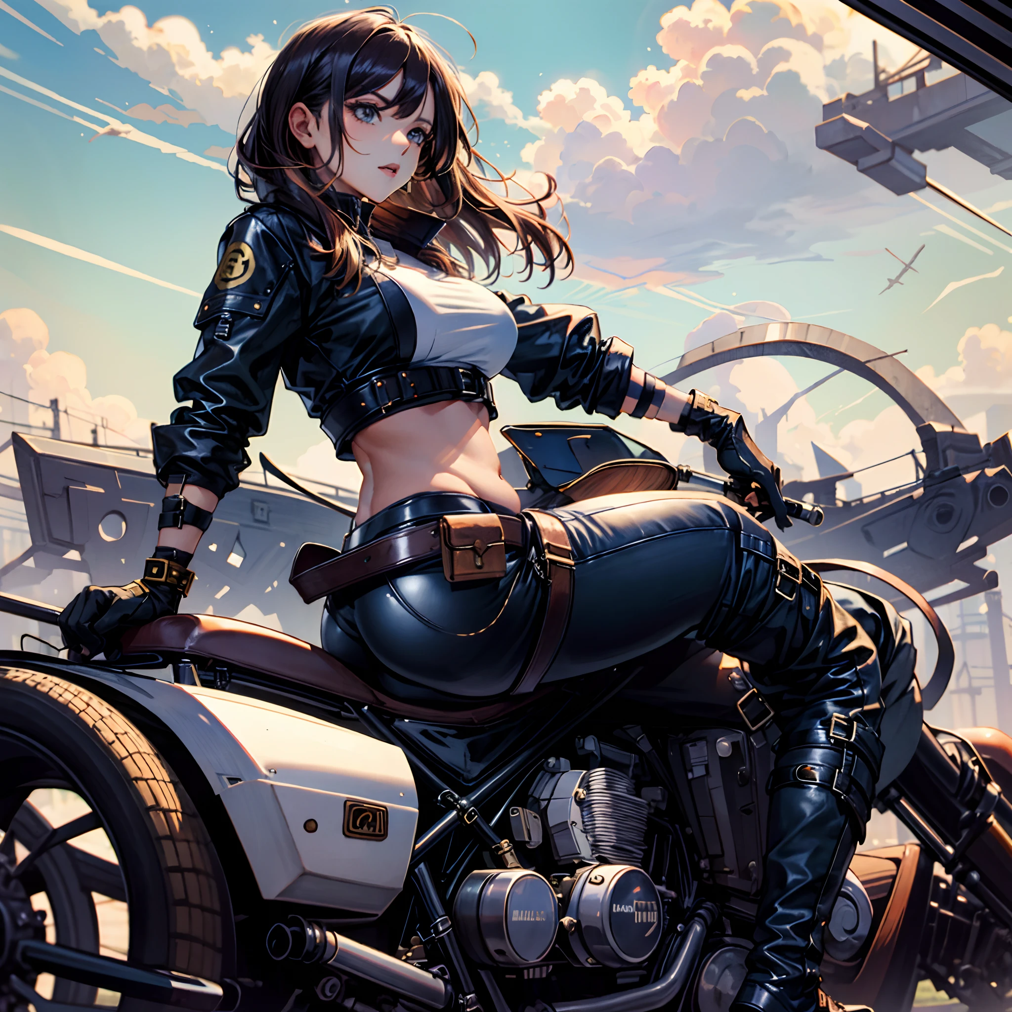 Big breasts, tight leather clothes, big ass, small belly, royal sister