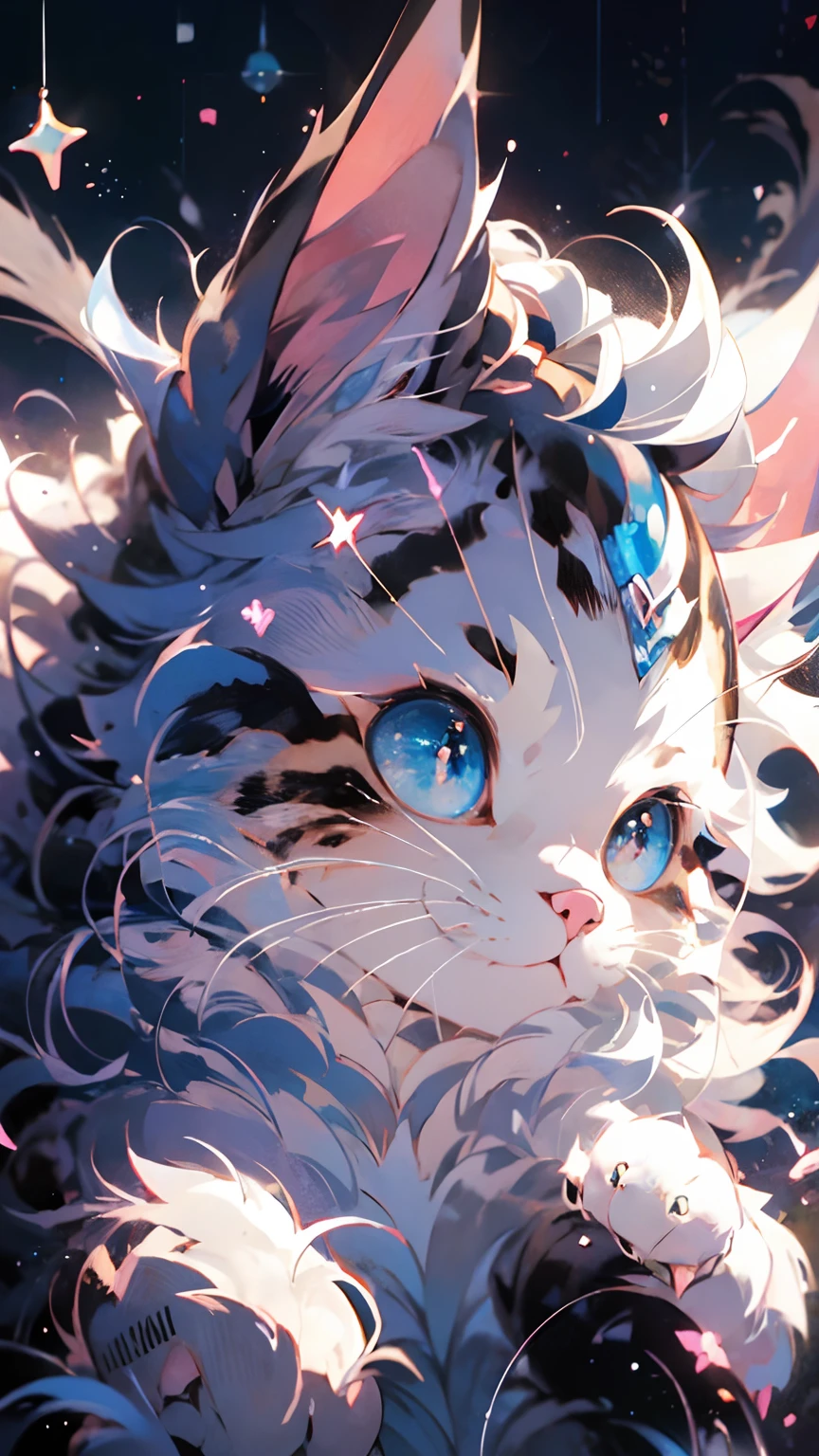anime cat with blue eyes and stars in the background, anime cat, anime visual of a cute cat, realistic anime cat, cute detailed digital art, anime art wallpaper 4 k, anime art wallpaper 4k, very very beautiful furry art, beautiful anime catgirl, very beautiful anime cat girl, 4 k manga wallpaper, cute anime catgirl, anime art wallpaper 8 k