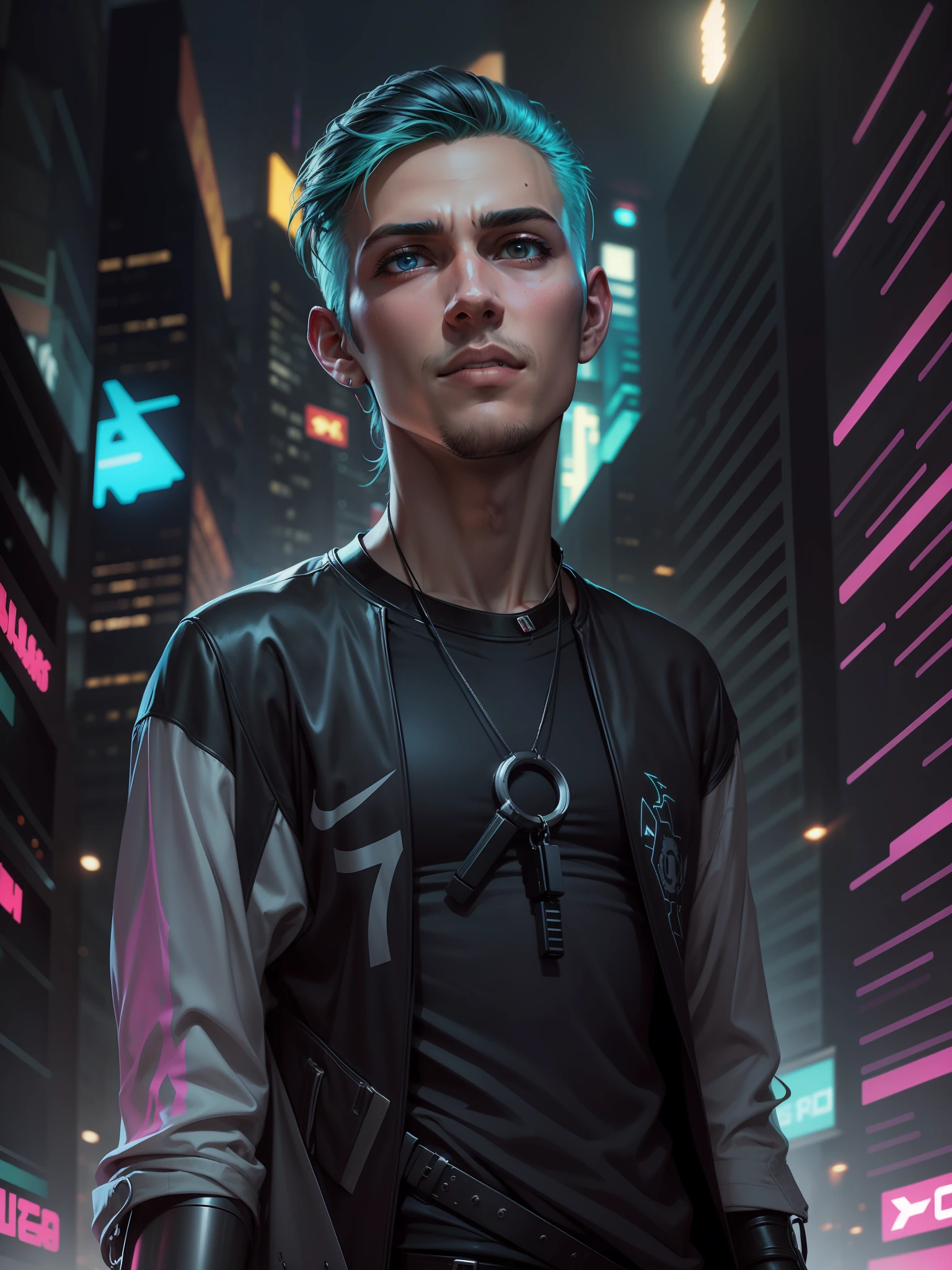 Cyberpunk, Cartoon Style, Handsome boy, background change