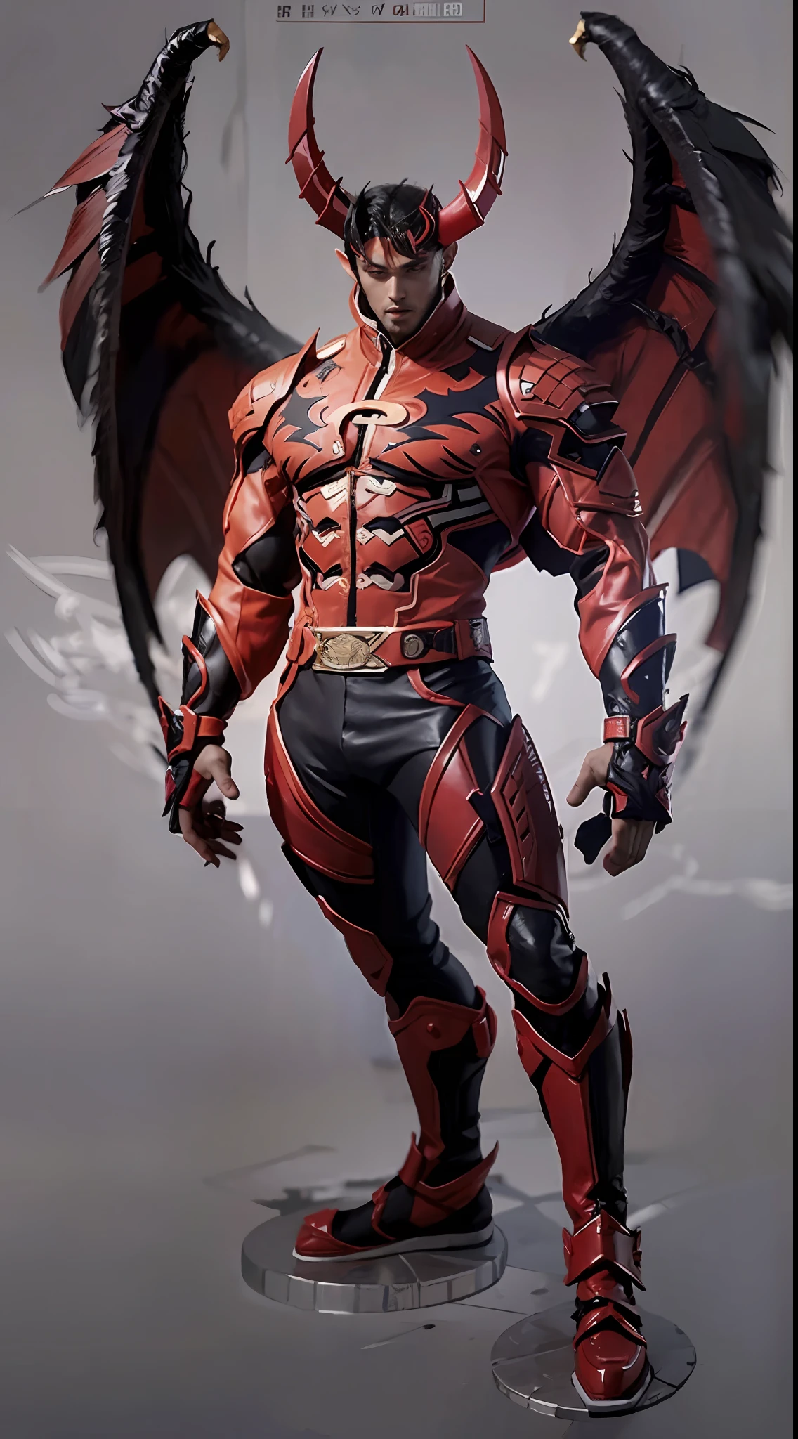 Character design,GK model,The whole body of the character,Handsome demon,satan,sexy for,Wings,Handsome,(base),A masterpiece of muscle reality,musculature