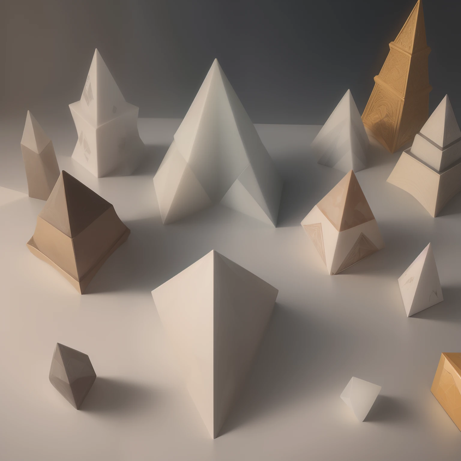 Landscape painting、rectangle、Diamond、cubes、Regular tetrahedron、Triangular cone、isosceles triangle、Regular pentagonal column、The densest construction