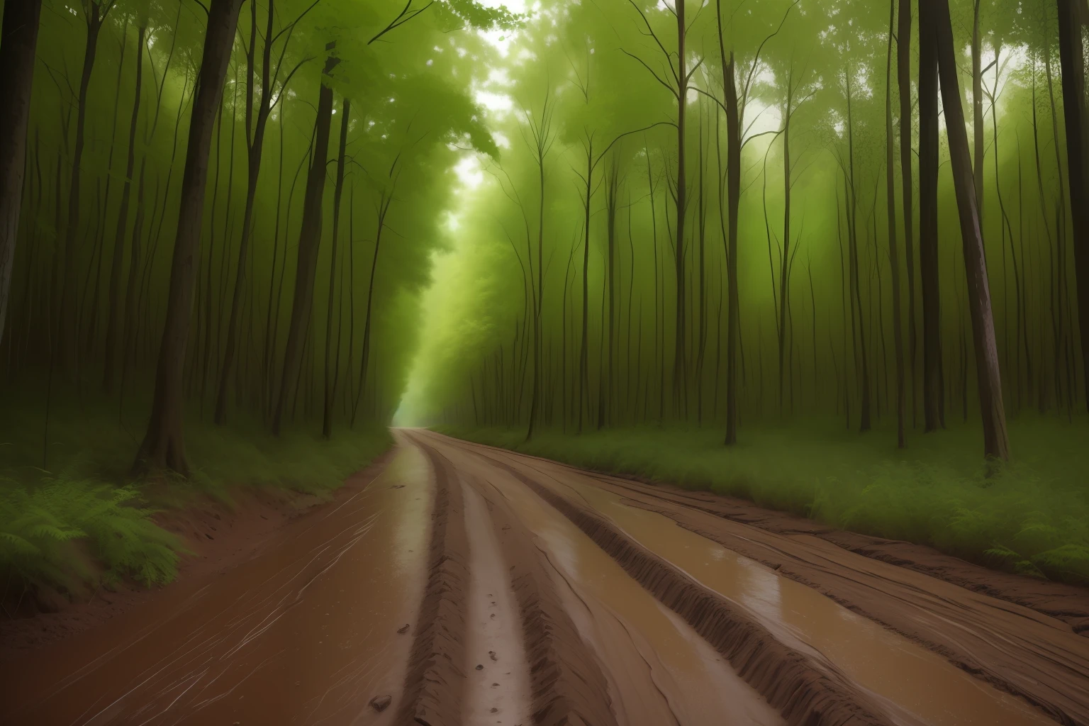 The forest has muddy roads