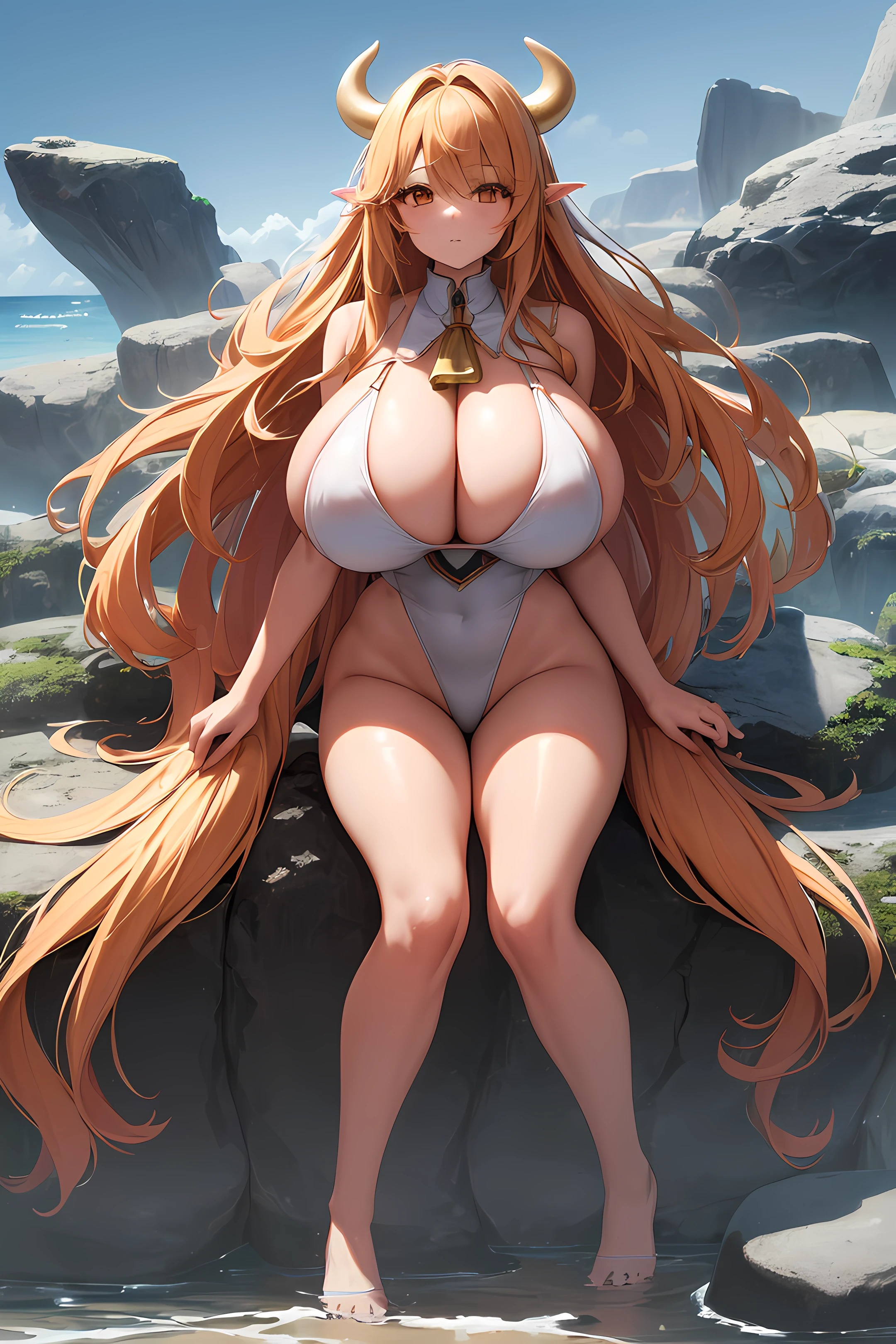 (Ultra Quality,Masterpiece,Ethereal:1.4)nagatiti(Gigantic Breasts:1.6)(hanging breasts: 1.5)(breasts squeeze: 1.3)(bimbo 1.5)(Disproportional Tits: 1.4)(Realism:1.2)(Realisitc:1.2)(Absurdres:1.4)8K,Ultra-Detailed,((Detailed Beautiful Mature Face)), Slutty Expression,Gyaru,Adult Rocks,Coast,(Shore:1.2) (Sitting:1.4)Sitting on Rock,Trees,Plants,(Bush:1.2)Waves(Causting:1.2)(Hyper-Detailed Water:1.1) (Solo:1.4)1Girl(Facing Viewer:1.2)Intricate Body Details(Milf: 1.5)(Curvy:1.3)Average Waist,(Voluptuous: 1.4),(Curvaceous: 1.4)Yuuki Asuna,Honey Blonde Hair[Long Hair](Sidelocks:1.2)cow ears,cow horns, ear tag ,(Sailor School Uniform: 1.3)Seductive Posture,Sexy Pose,Alluring[[[[intricate-perfect-fingers-on-hands]]]] Perfect-Hyper-Detailed Orange-Eyes,