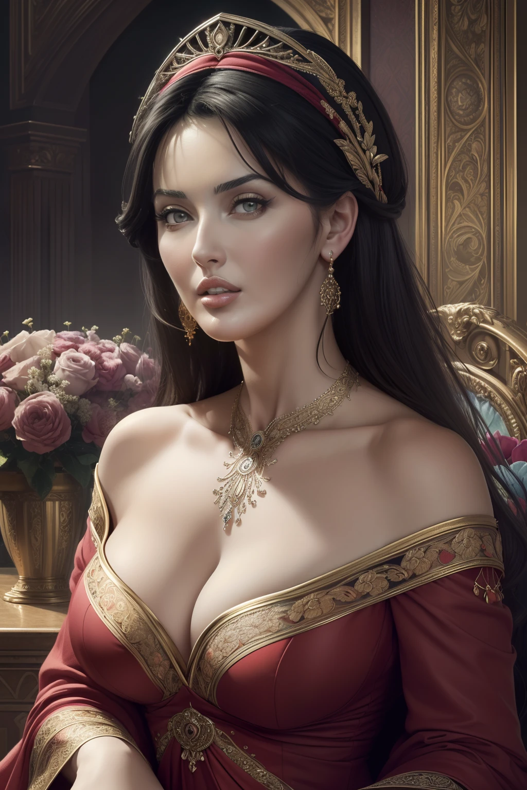 (Masterpiece, Best Quality, Highres:1.4), ((Monica Bellucci)), Detailed, Intricate Details, 4K,
color splashes, line art, art, fibonacci,