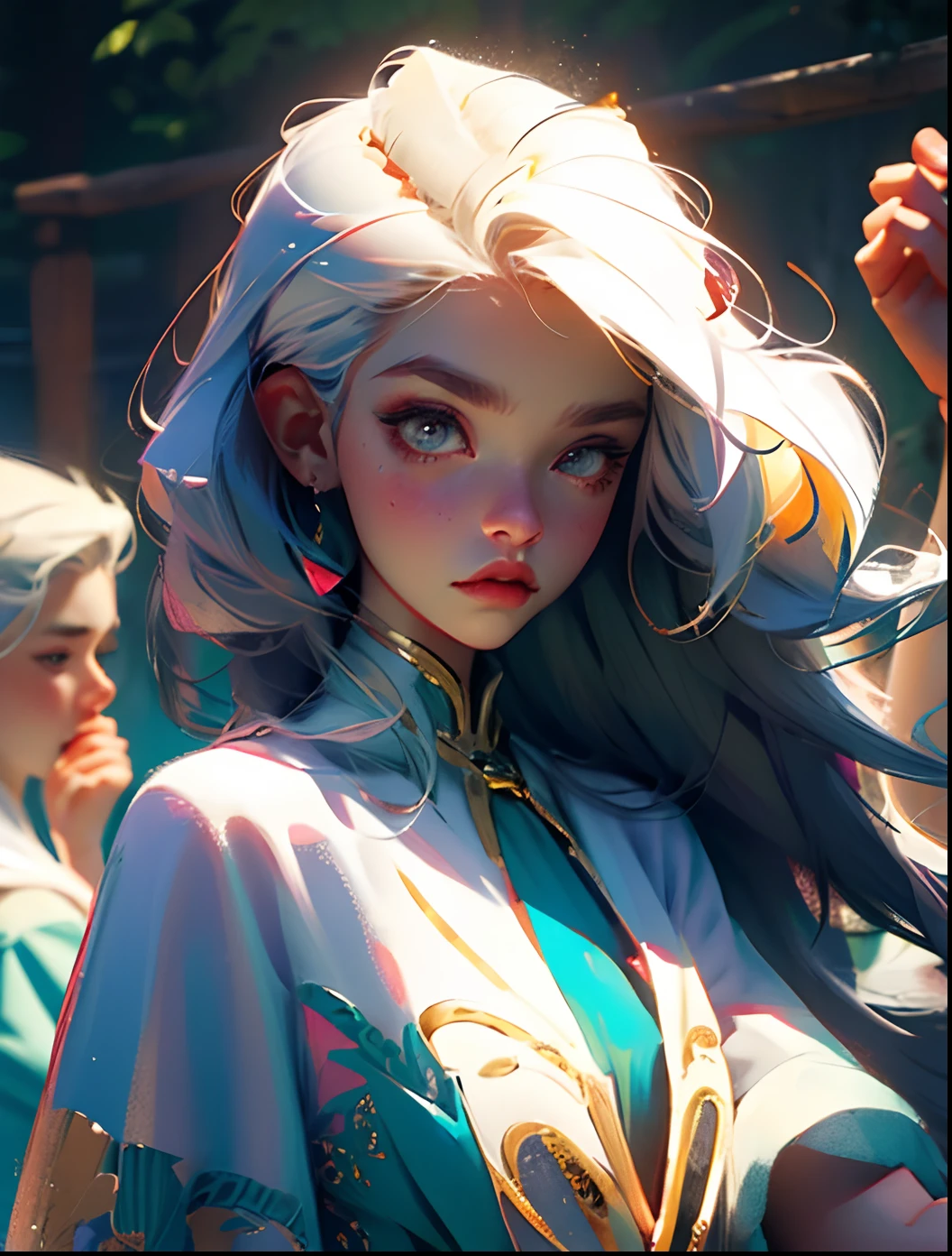 Female cute loli white hair white silk