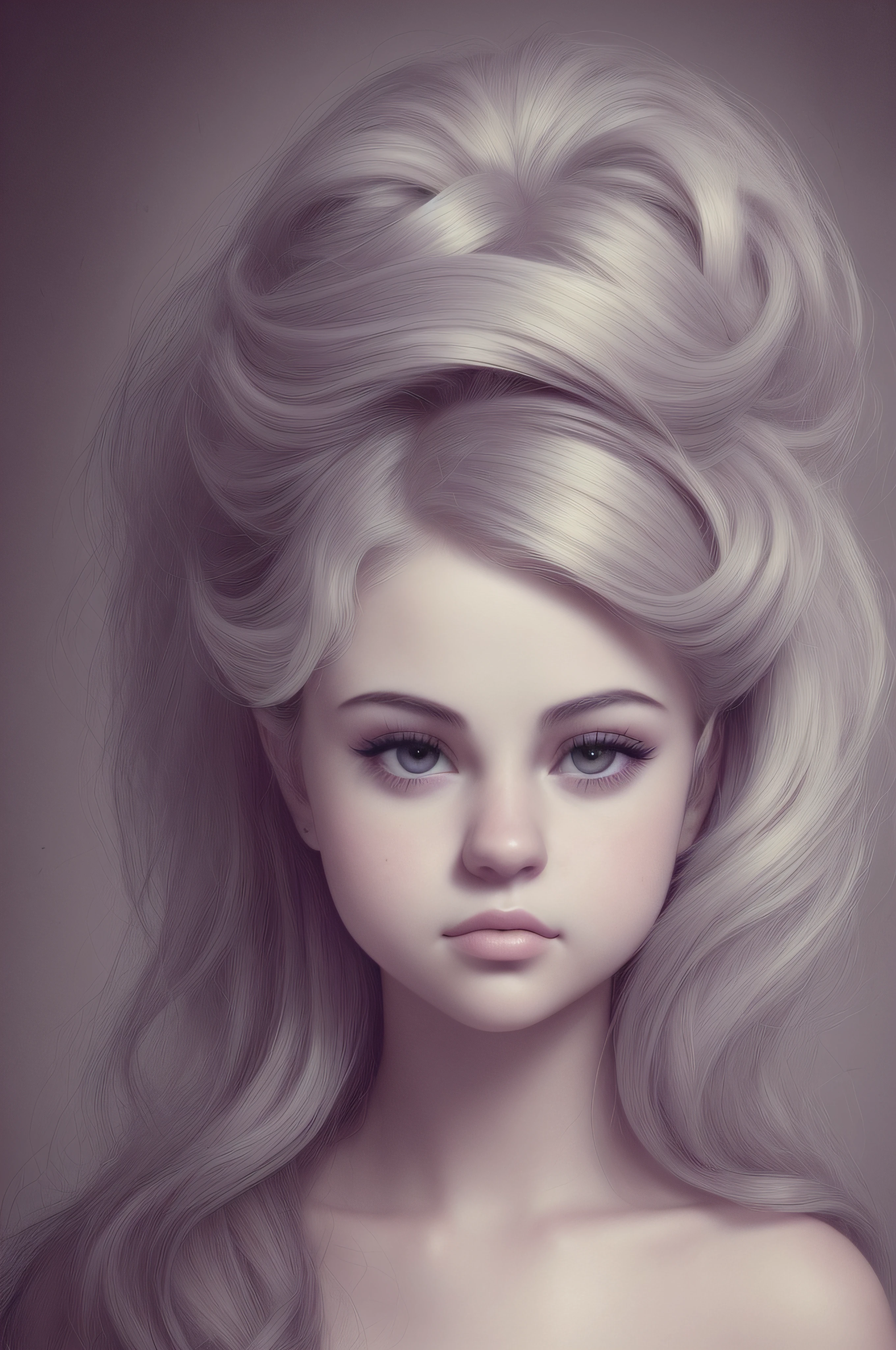 ((retrato: 1girl))estilo pixar, Somber, Negativo, torcido, weird, (ojos grandes), (((desnuda))), Pero Tim Burton (selena gomez)