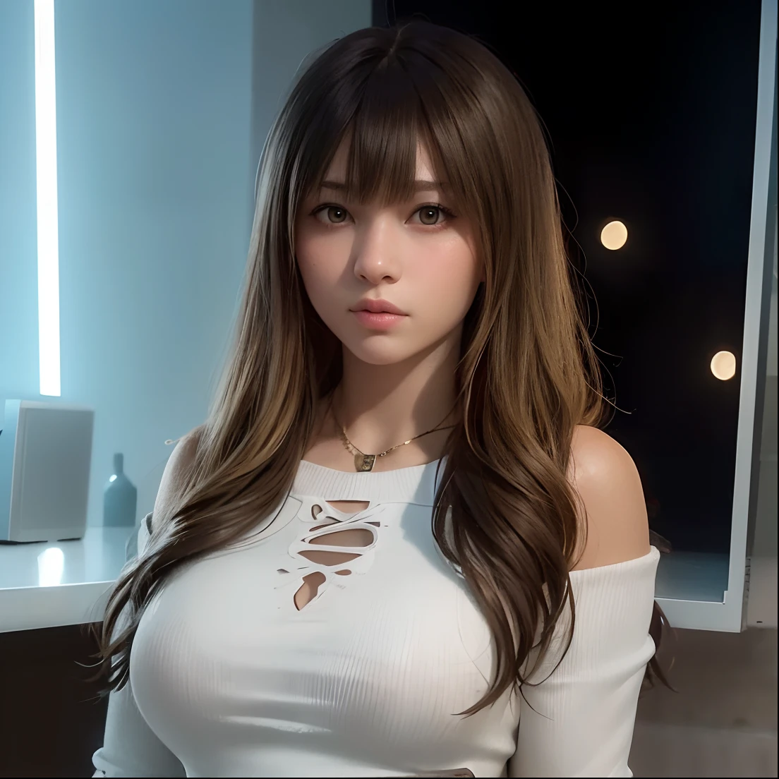 ((medium breast, tomboy girls, small head)), daylight, sunlight, (chiseled abs : 1.1), (perfect body : 1.1), (short wavy hair : 1.2) , auburn hair, collar, chain, full body shot, crowded street, wearing black tanktop, jeans jacket, ((shorts)), (extremely detailed CG 8k wallpaper), (an extremely delicate and beautiful), (masterpiece), (best quality:1.0), (ultra highres:1.0),  beautiful lighting ,perfect lightning, realistic shadows, [highres], detailed skin, ultra-detailed