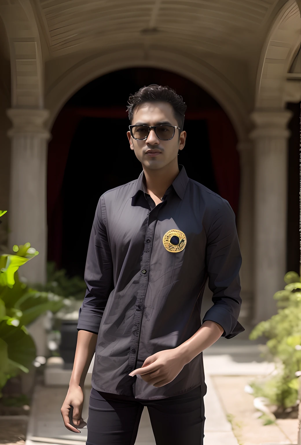 arafed man in sunglasses standing in front of a building, jayison devadas, inspired by Odhise Paskali, jayison devadas style, candid picture, with a cool pose, student, riyahd cassiem, mohamed chahin, mohamed chahin style, profile pic, by Odhise Paskali, at college, cyberpunk, light, smart, ultra realistic,man, power, young boy,model, style, ultra realistic face,8k