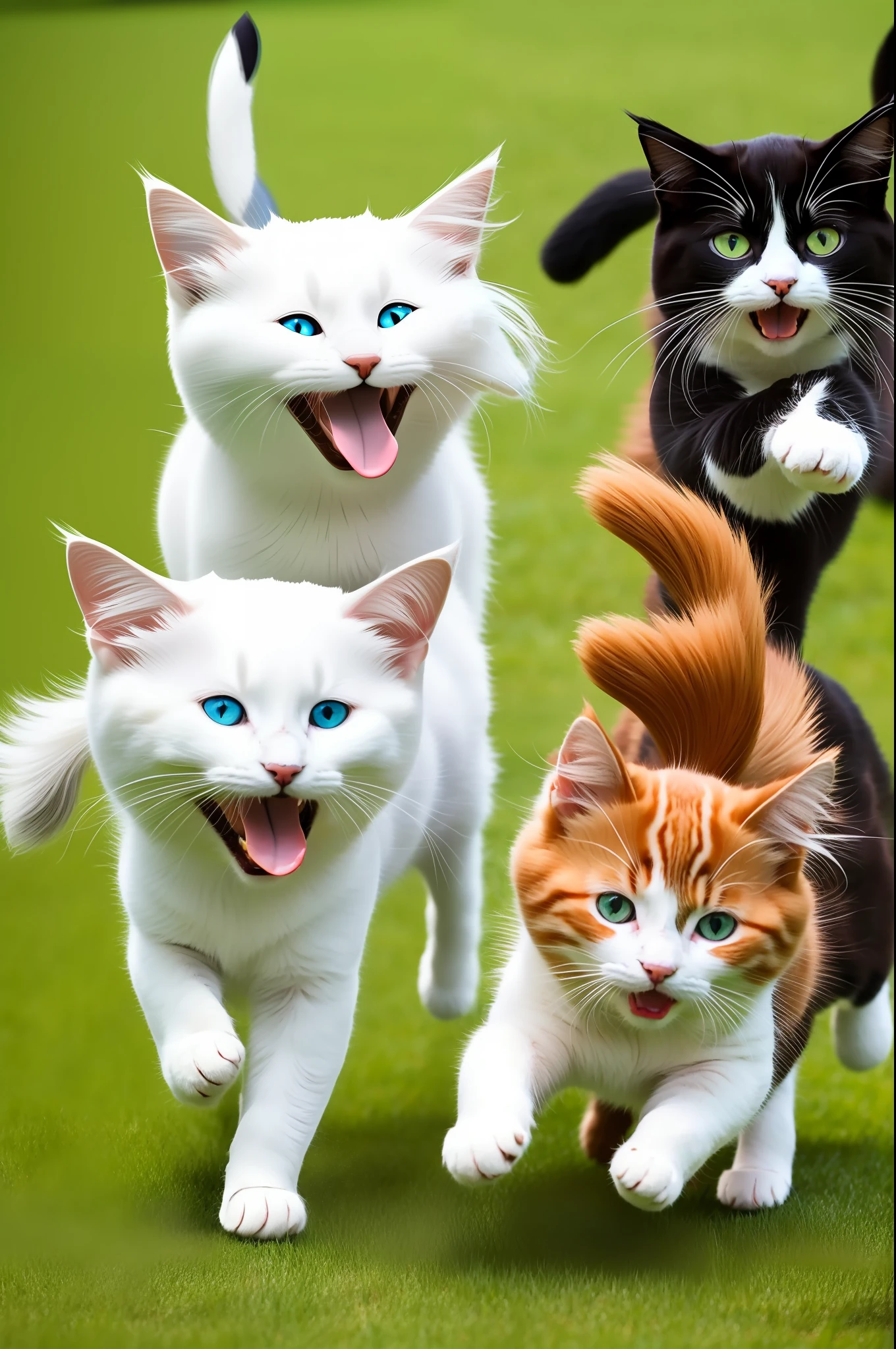 When cats meet dogs,The world is more wonderful because it is cute!They are like the closest friends,Tacitly chasing each other's tails,Playing the most naïve game,2d,cartoony