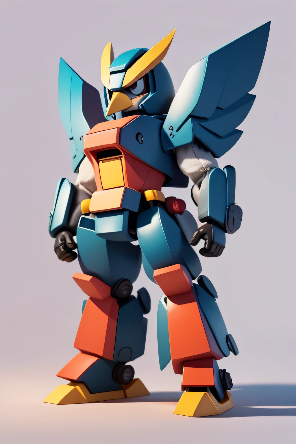 (Hand drawn cartoon style),(No shadow effect),(best qualtiy),A bird animal that looks like a Transformer,Q version image