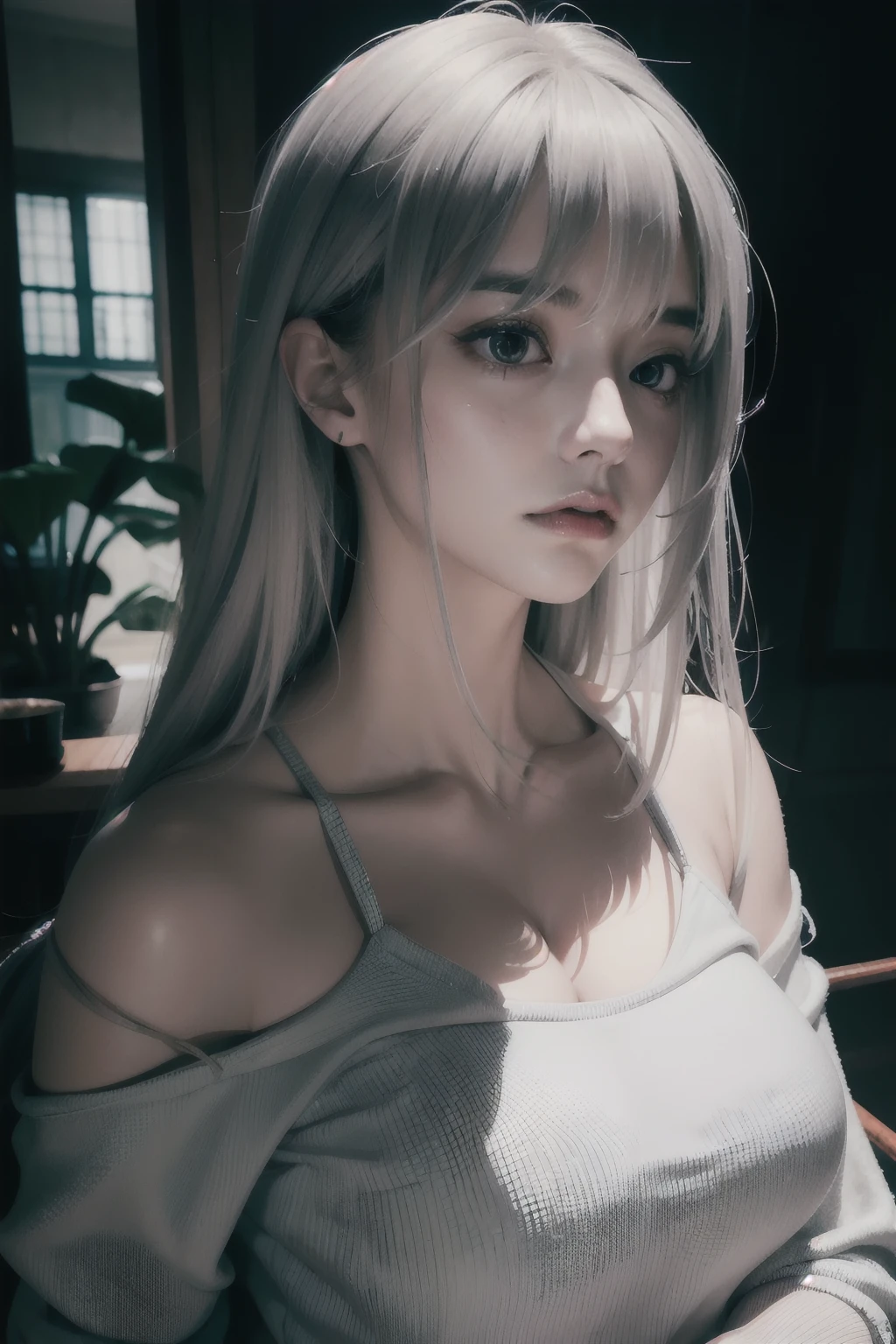 A somewhat messy silver hair，Big brown eyes，A  High Bridge of nose，the corners of your mouth rise slightly，There is a bad feeling。The man's eyes were shrouded in a haughty domineering，The corners of his mouth were mixed with an incomprehensible evil aura，The ghostly aura spread out from her，Almost everyone's attention，In her case，It seems to surround a faint layer of silver mist，Perfect，It is an illusion that this is the only illusion in this life