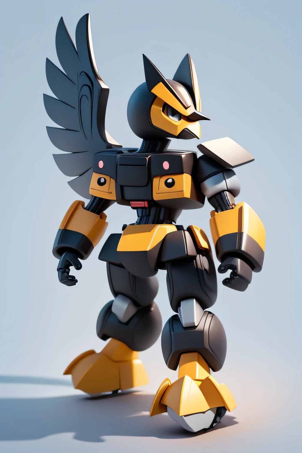 (Hand drawn cartoon style),(No shadow effect),(best qualtiy),A bird animal that looks like a Transformer,Q version image