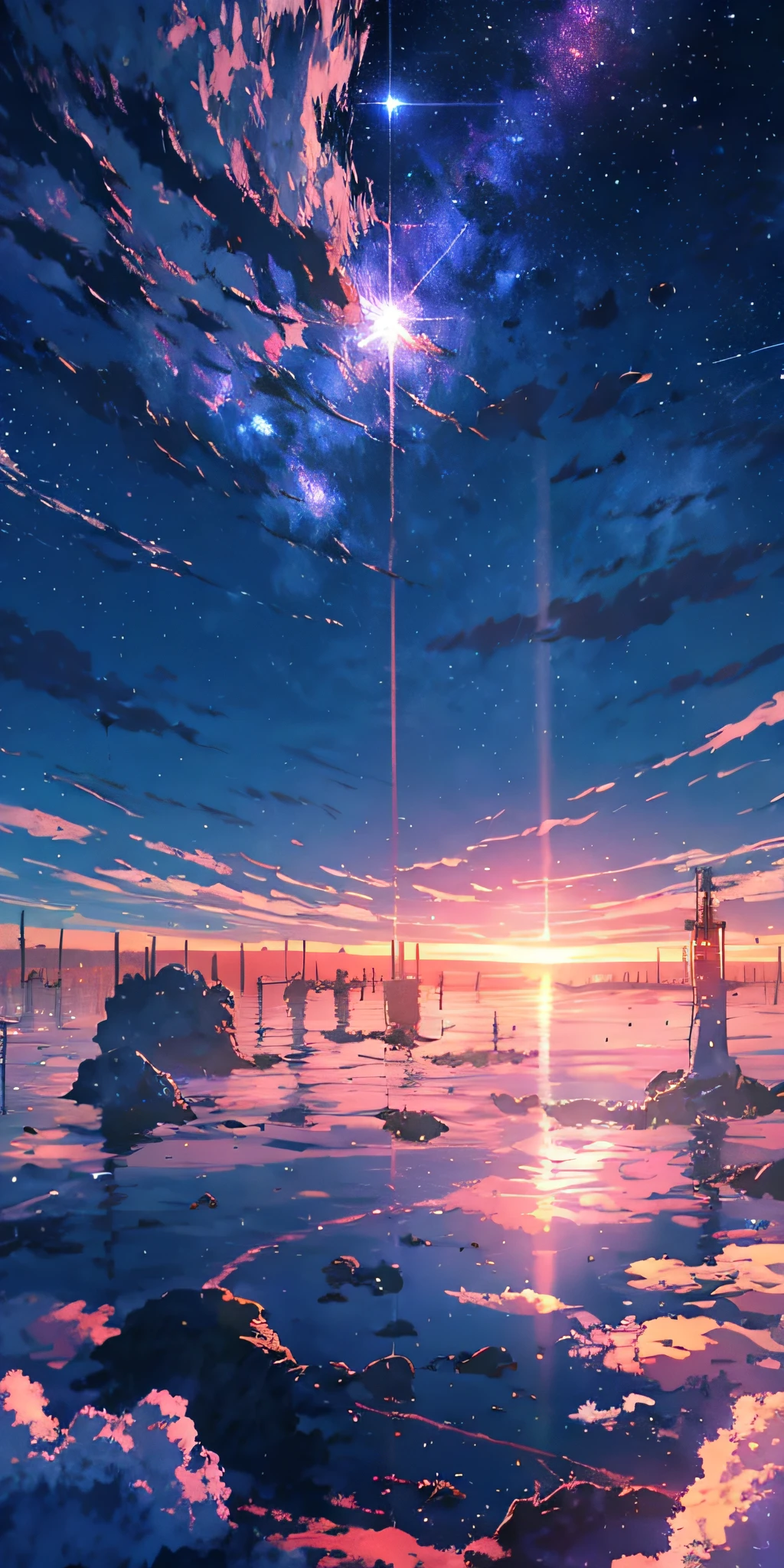 anime - style scene of a beautiful sky with a star and a planet, cosmic skies. by makoto shinkai, anime art wallpaper 4k, anime art wallpaper 4 k, anime art wallpaper 8 k, anime wallpaper 4k, anime wallpaper 4 k, 4k anime wallpaper, anime sky, amazing wallpaper, anime background, heaven planet in background, anime background art