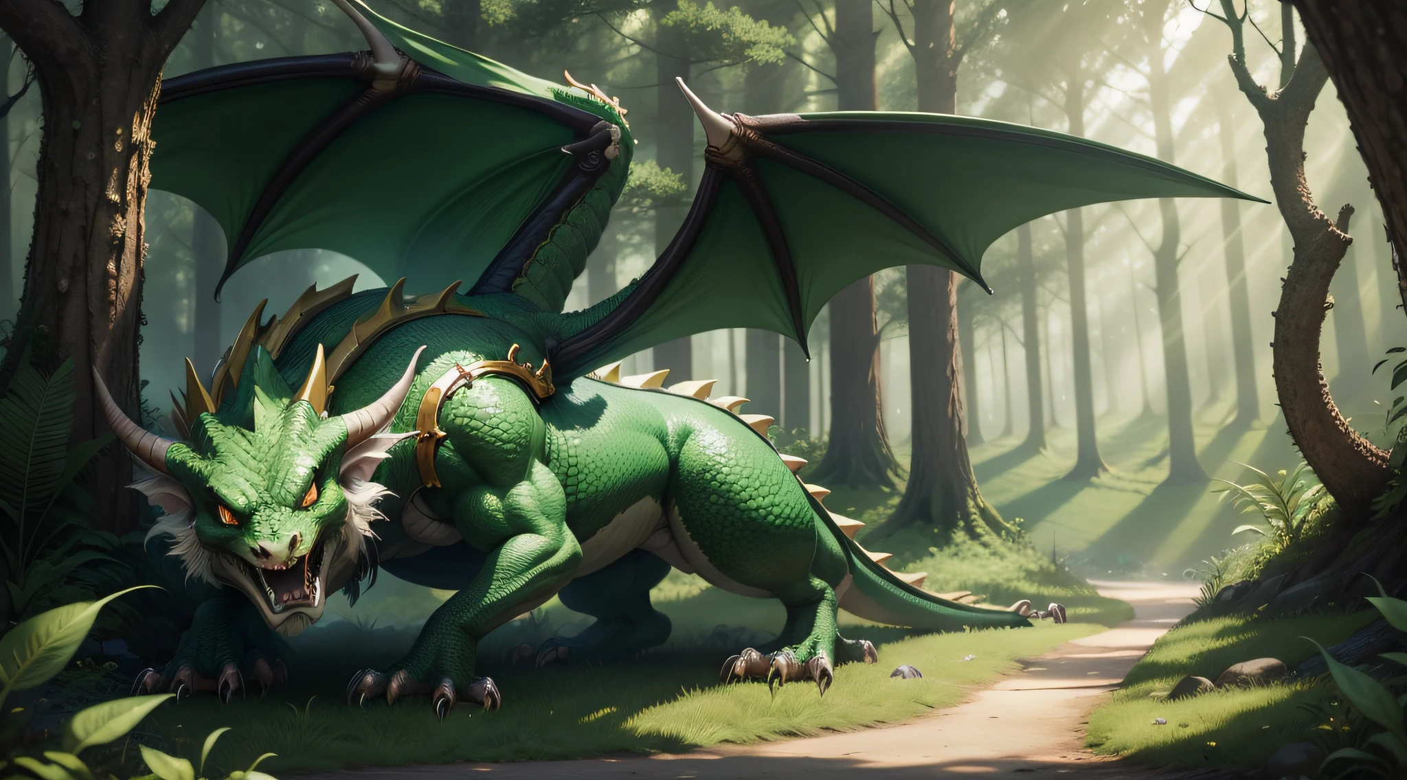 Dragon Fantasy Green  in the Forest