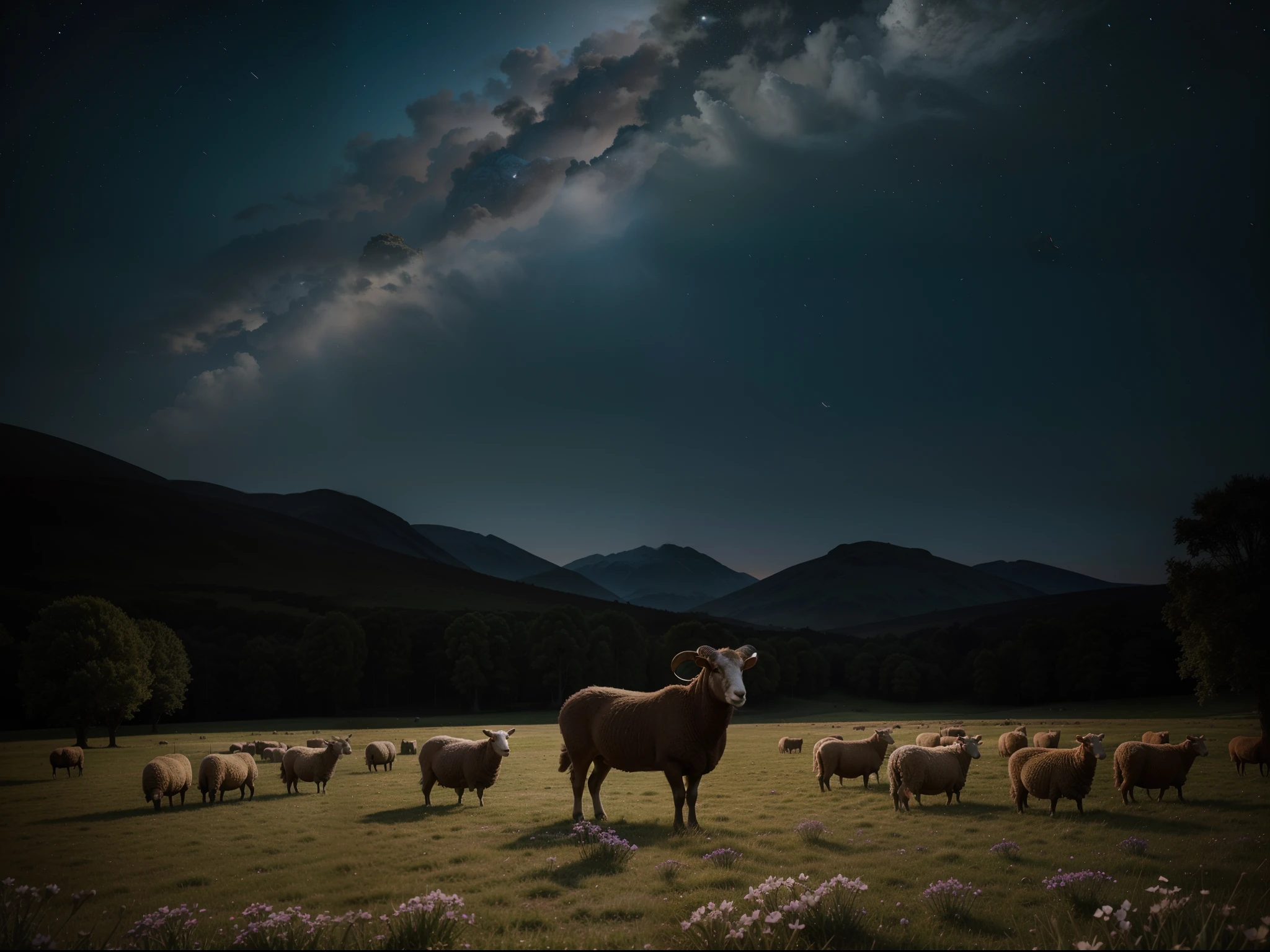 hyper realistic, At that time the sheep called to him
From their wormy bellies, as they
Lay bloating in the field. He was
A pastoralist,
The schoolhouse hardly handsize
In a sky of flax. 64k resolution photorealistic Masterpiece by Ridley Scott, intricately detailed fluid painting, HD, professional photography, dark lighting, volumetric lighting maximalist photo illustration, 64k resolution concept art with intricately detailed, complex, elegant, expansive, fantastical, ultra sharp, 64k