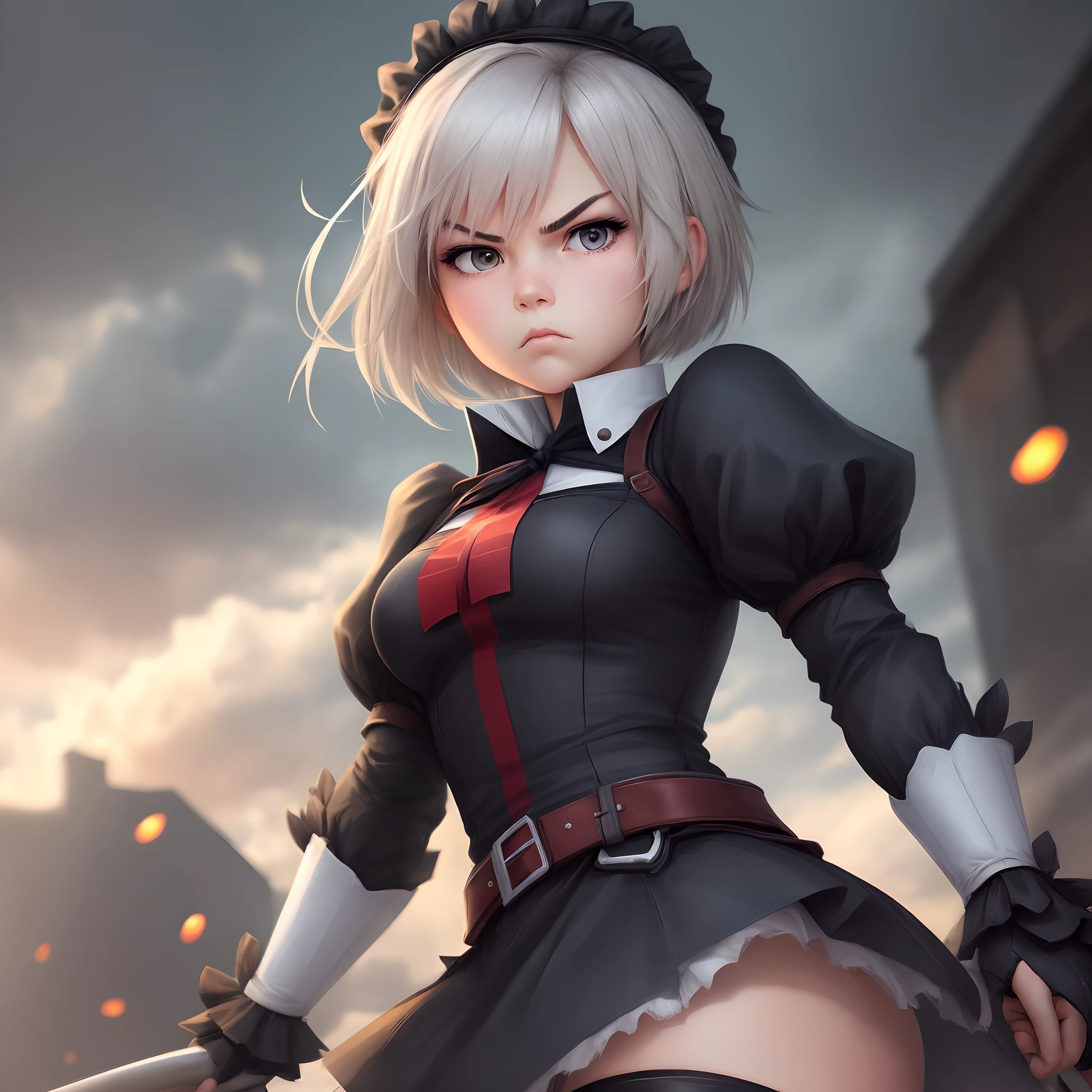 1girl, serious face, 2B