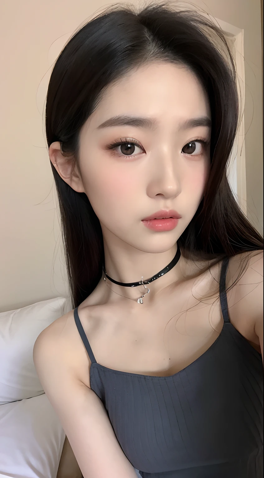 （（top-quality，8K，tmasterpiece：1.3）），Beautuful Women，Hide your face，2 girls，big breasts beautiful：1.3，Slender abs：1.1，camisole，，longblackhair，（sit on a bed），Super detailed face，Highly detailed lips，Detailed eyes，二重まぶた，Collar
