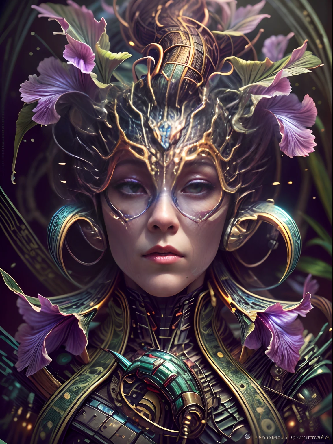 La mejor calidad, Obra maestra, ultra-high-resolution, (fotorrealista:1.4),absurdos, Flor de iris en la maceta, fantasy creature, CircuitBoardAI,
