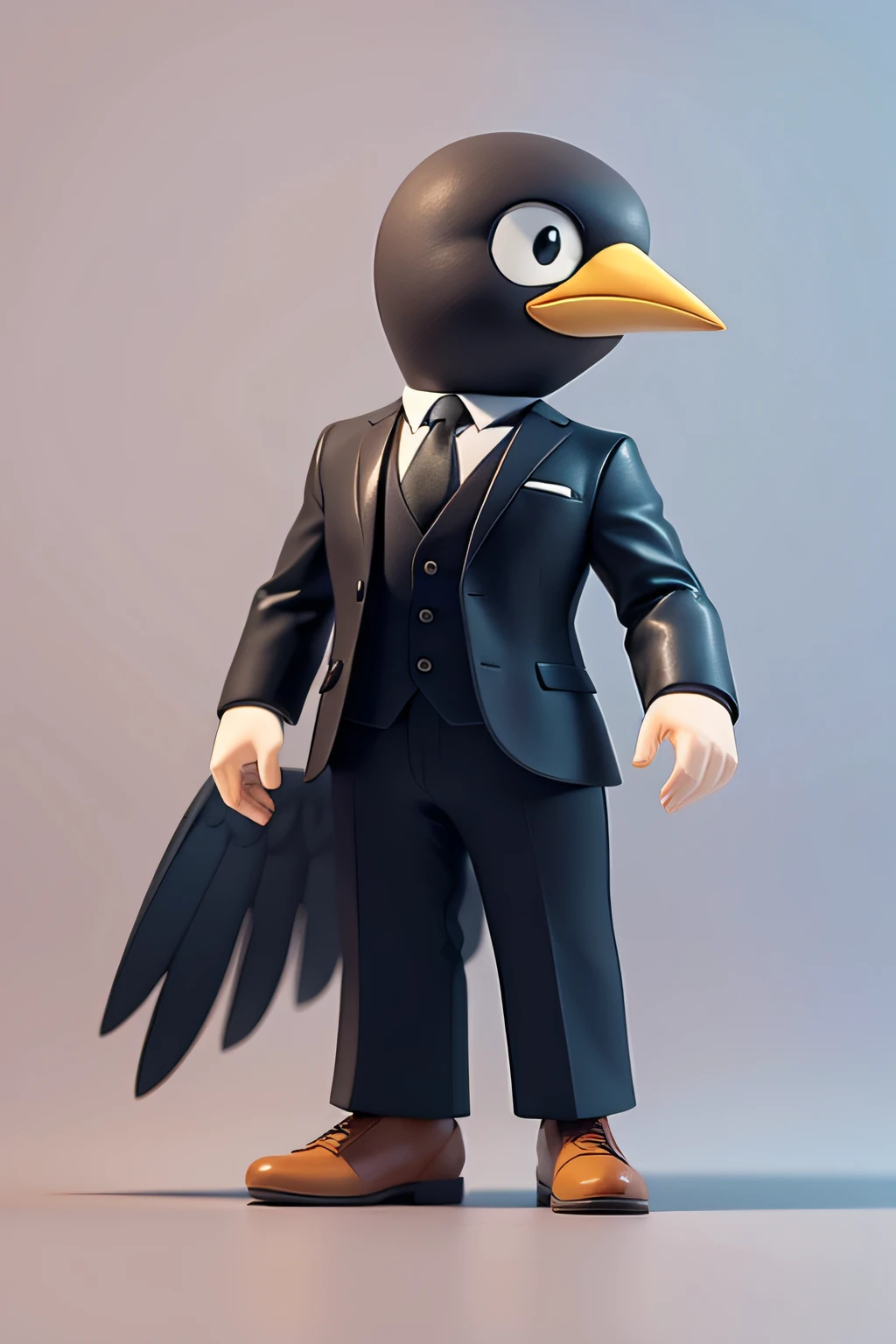 (Hand drawn cartoon style),(No shadow effect),(best qualtiy),A bird animal that looks like 007,Q version image