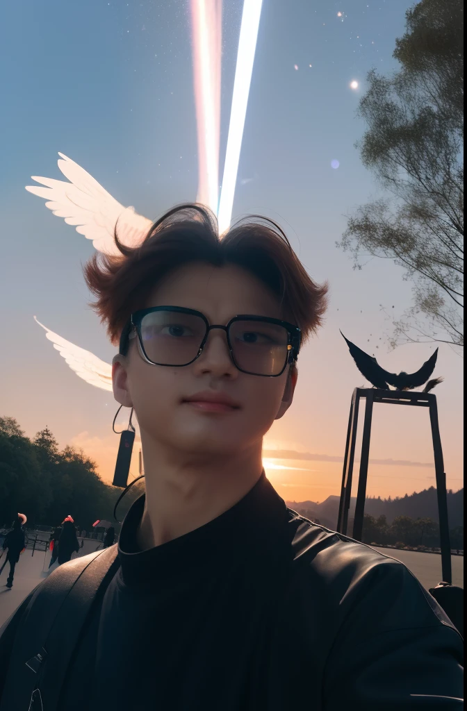 (tmasterpiece),(1.4x the best quality),absurderes,intricately details(0.2 times),angelicales,the angel's wings,galactic,Skysky,A flashing halo,Strong focus,Crackling energy,Mysterious symbol,sparkling motes。