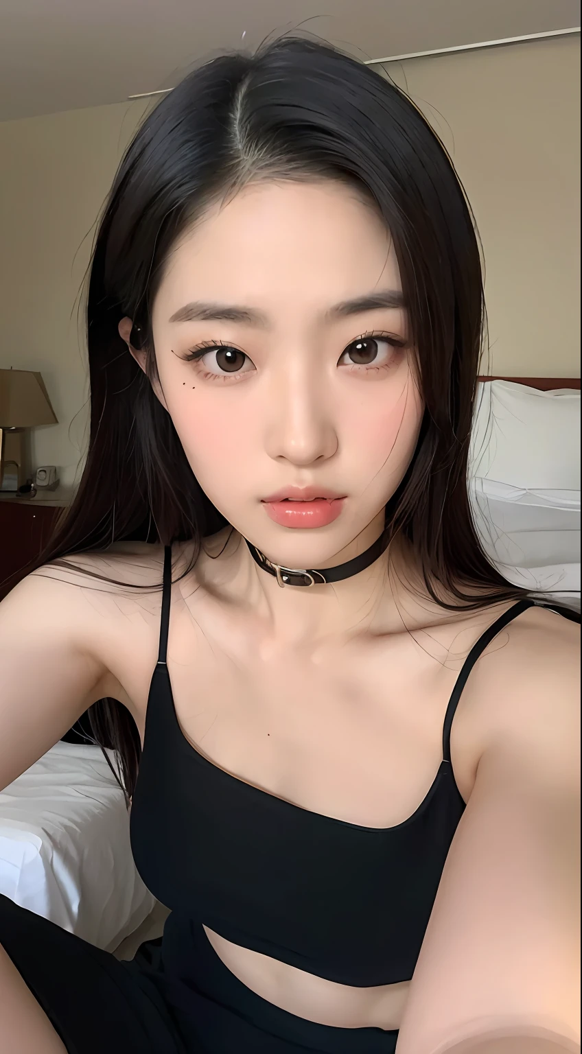 ((top-quality,8K,tmasterpiece:1.3)),Beautuful Women,Hide your face,2 girls,big breasts beautiful:1.3,Slender abs:1.1,camisole,,longblackhair,(sit on a bed),Super detailed face,Highly detailed lips,Detailed eyes,二重まぶた,Collar