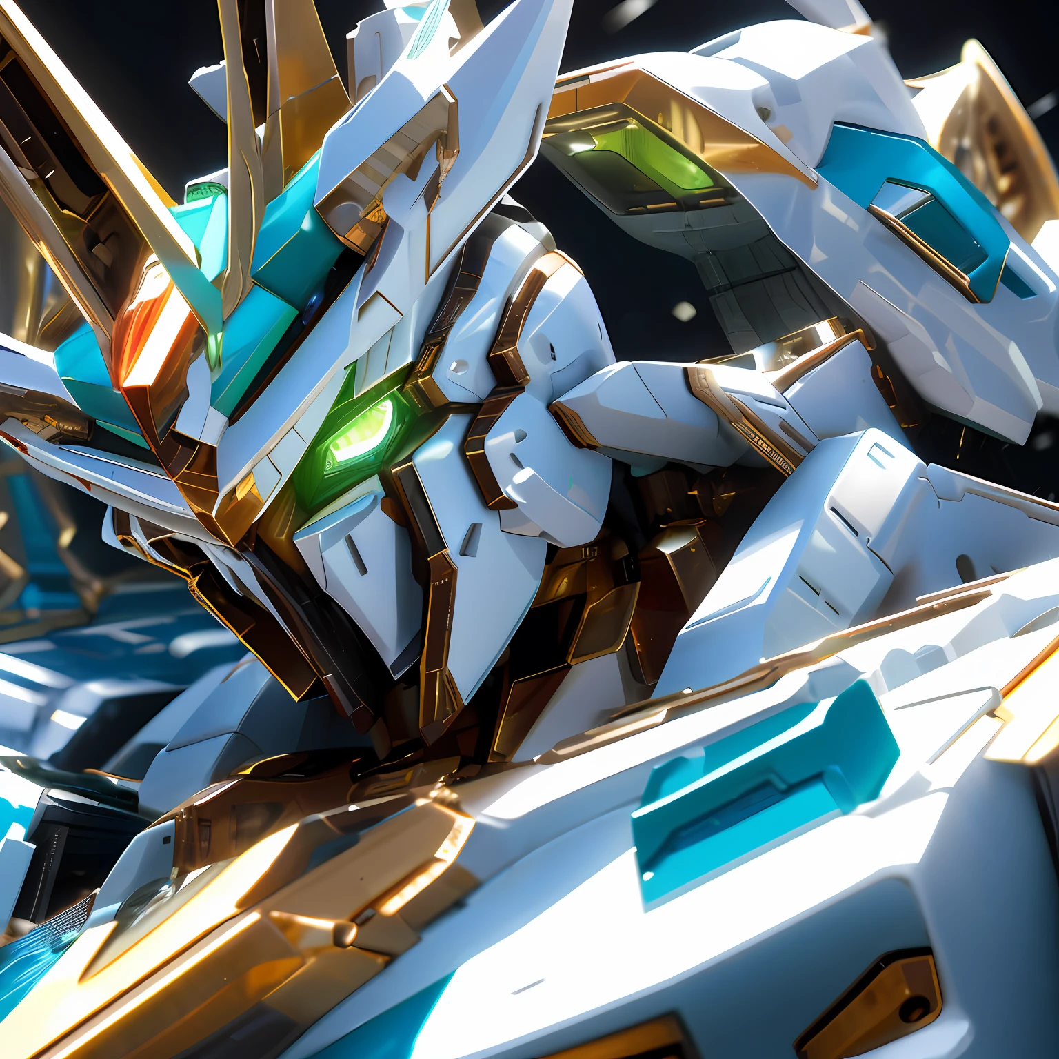 a robot, best quality, highly detailed, ultra-detailed, masterpiece, 8k wallpaper, white theme, green eyes, bad anatomy, absurdres, highres, super fine illustration, absurdres, solo, game cg, lord,at night, (blacklight:1), (detailed beautiful face and eyes:1), command spell,mecha musume,mask,mechanical parts, robot joints, full armor