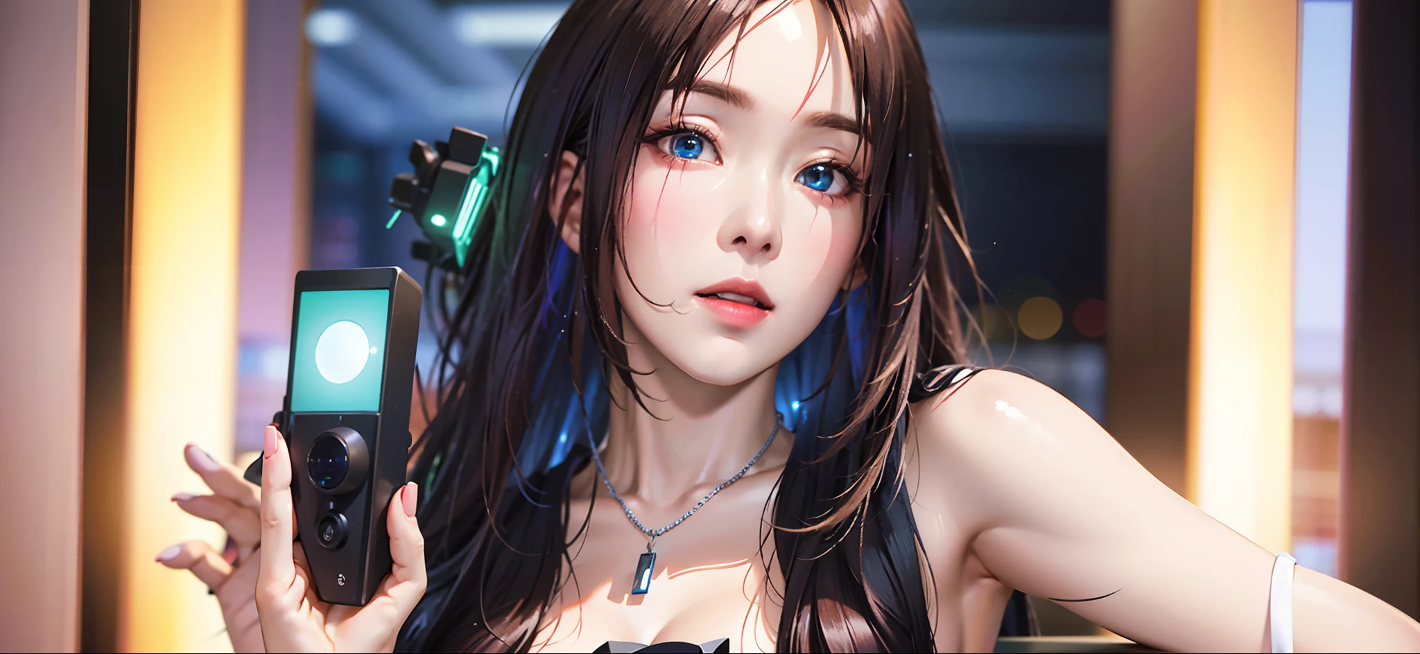 ((Best quality)), ((masterpiece)), (detailed:1.4), 3D, an image of a beautiful cyberpunk female,HDR (High Dynamic Range),Ray Tracing,NVIDIA RTX,Super-Resolution,Unreal 5,Subsurface scattering,PBR Texturing,Post-processing,Anisotropic Filtering,Depth-of-field,Maximum clarity and sharpness,Multi-layered textures,Albedo and Specular maps,Surface shading,Accurate simulation of light-material interaction,Perfect proportions,Octane Render,Two-tone lighting,Wide aperture,Low ISO,White balance,Rule of thirds,8K RAW,