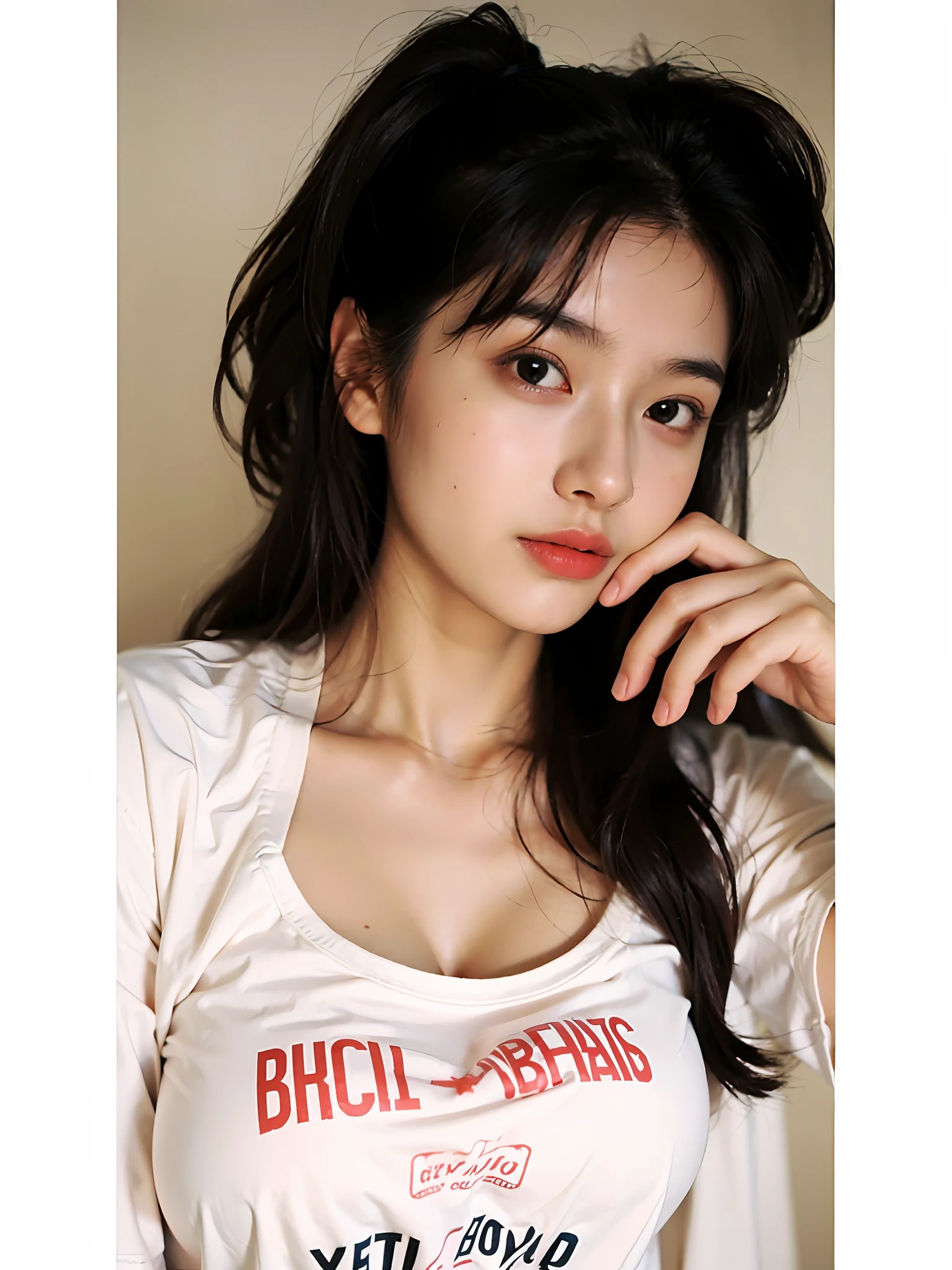 (Large breast:1.4),(shirt:1.4),(Best quality,masterpiece,ultra high res,(photorealistic:1.4),1girl,(16 years old:1.4),(long hair:1.6)