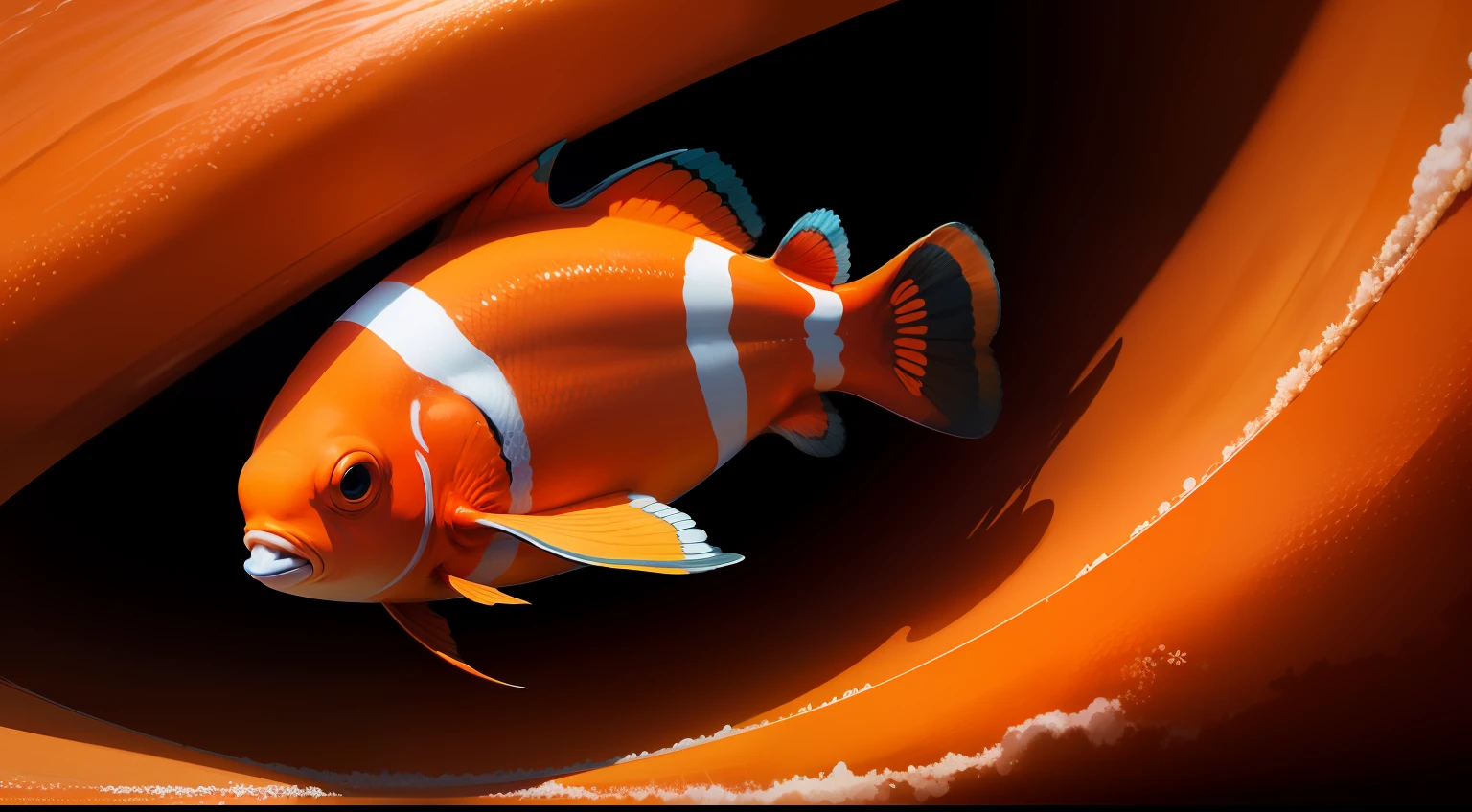 uma bandeira olimpica, In the predominant color orange and salmon with the theme of clownfish "Nemo"