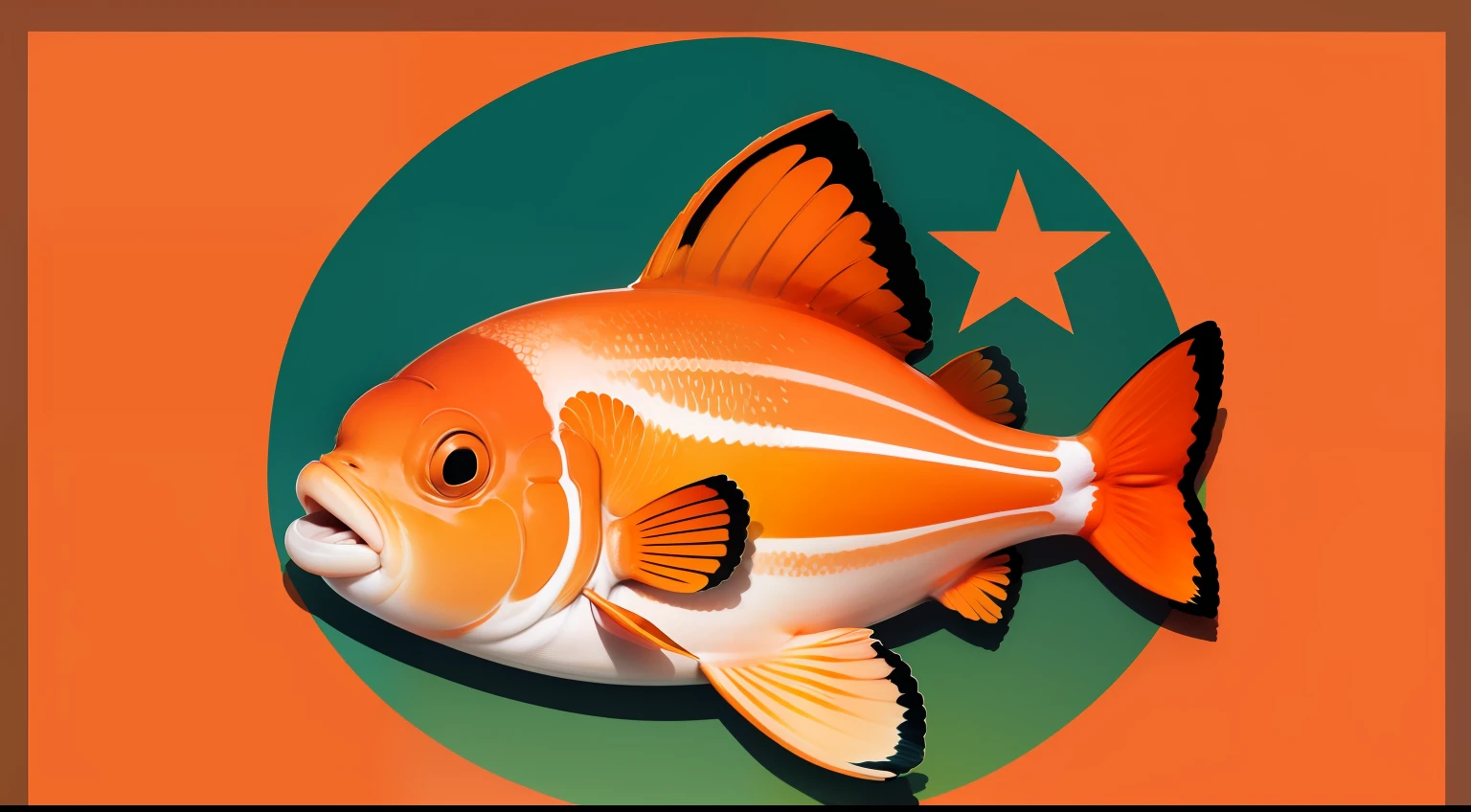 uma bandeira olimpica, In the predominant color orange and salmon with the theme of clownfish "Nemo"