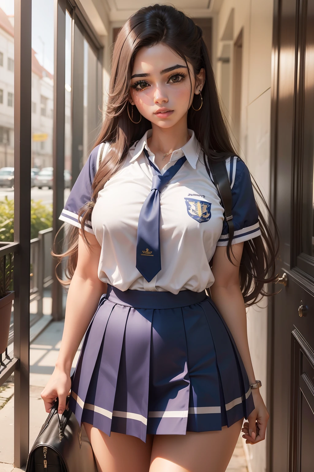 sainha de colegial elevada ao vento