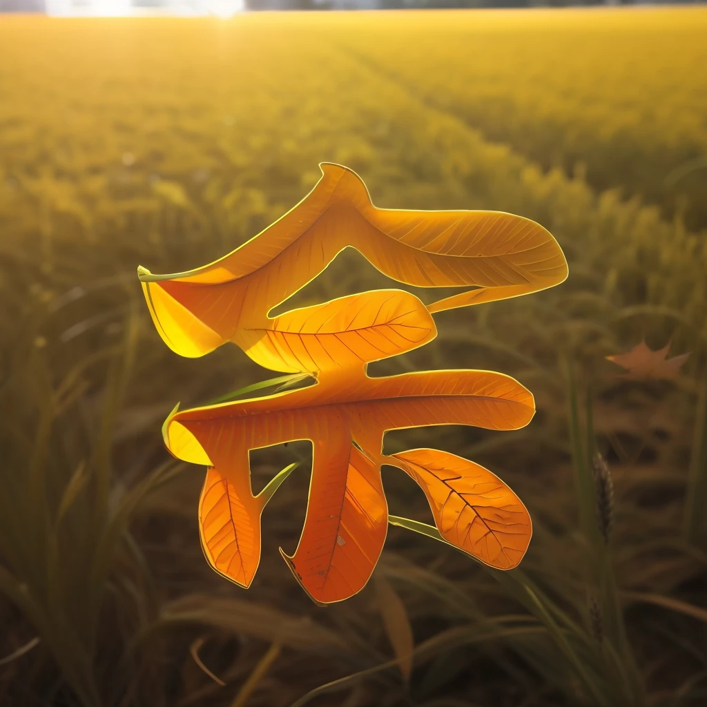 Autumn, fallen leaves, wheat, rice fields, details, abundant