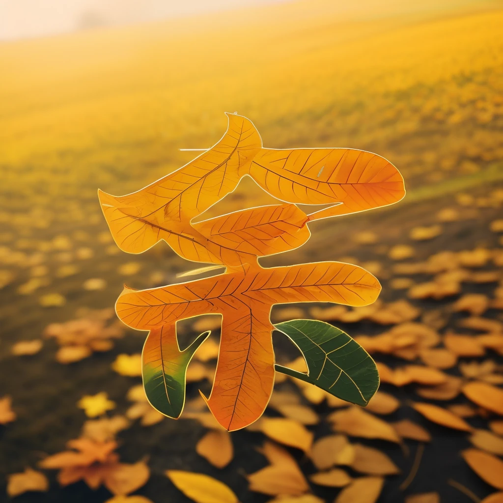 Autumn, fallen leaves, wheat, rice fields, details, abundant