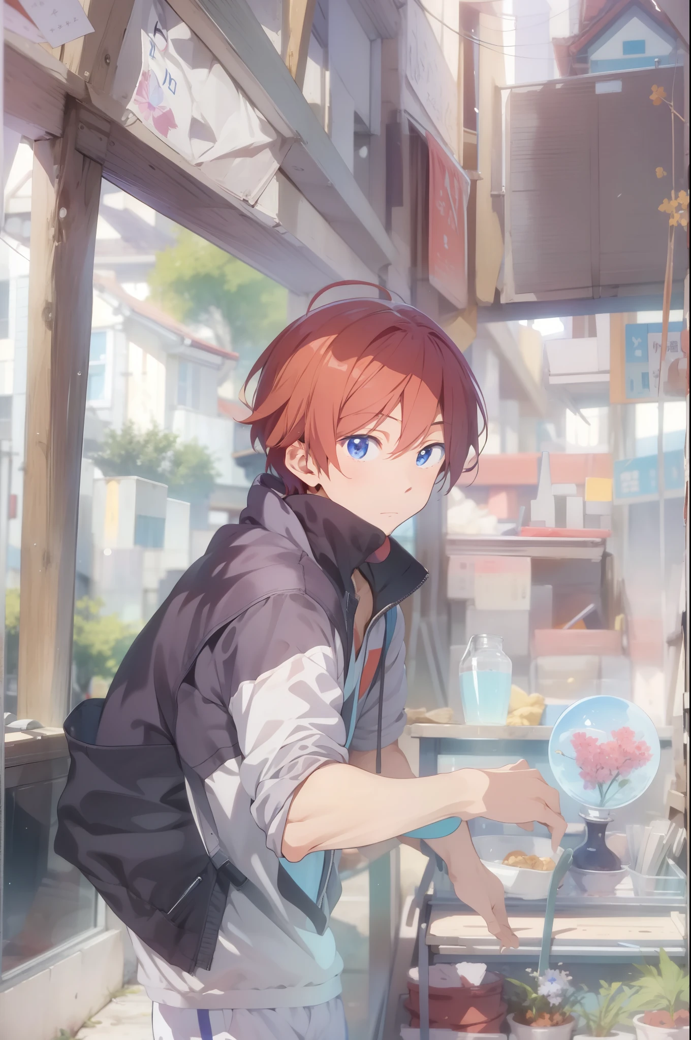 Masterpiece, Best quality, High quality, 1boy, Solo, Male focus, view the viewer, Upper body, nanase_Haruka