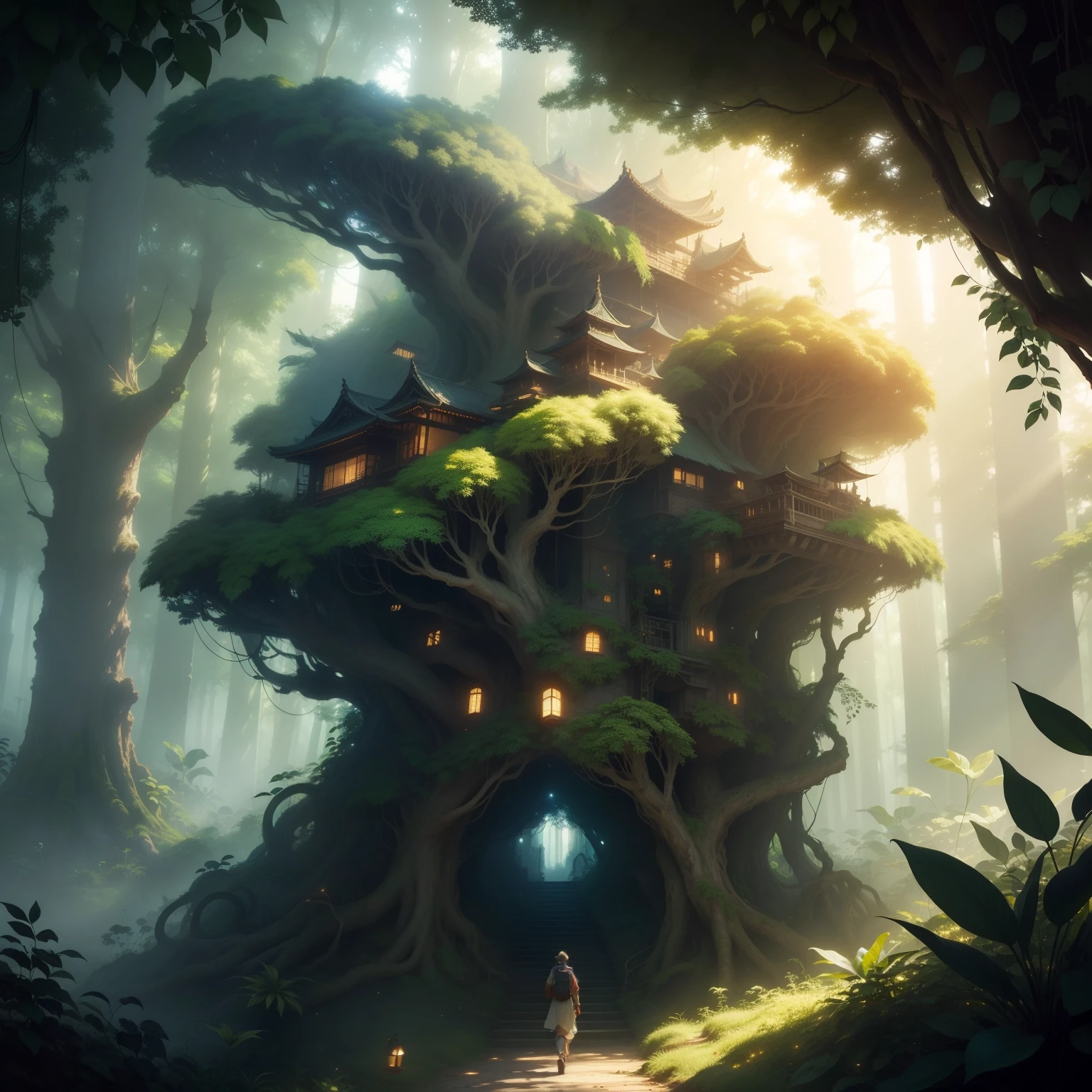 Digital illustration, Detailed and intricate, The dense jungle is full of exotic plants and animals, Sunlight shines through the canopy,Produces a mottled effect. In the style of Yoshitaka Amano and Hayao Miyazaki, Masterpiece, Proportional, Detailed, trending on artstationh, Beautiful lighting, Realistic, Award-Awarded, 4K, Highest quality
Amano Kitaka style,4K ,digitial painting, cleverly capturing the chaos and drama of the scene. Beautiful lighting and cinematic composition make this piece a true masterpiece