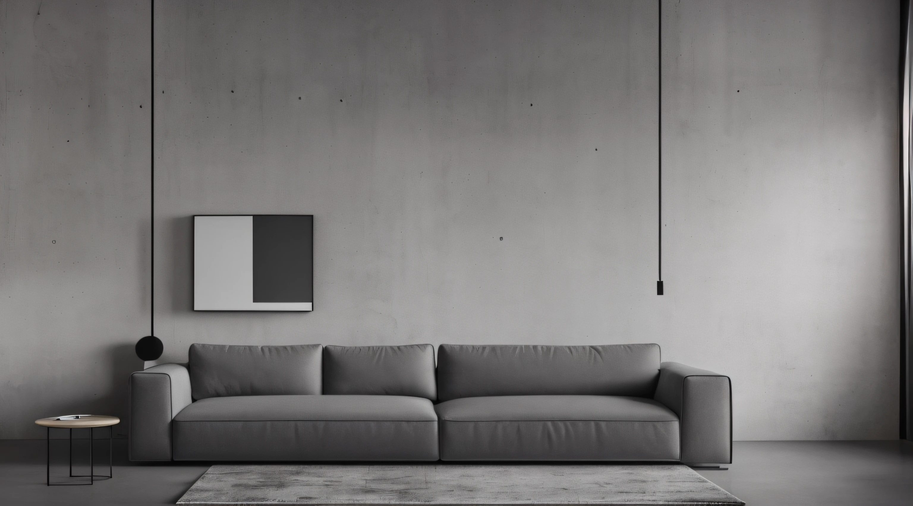 there is a black couch and a white table in a room, apartment with black walls, minimalist design, dark and modern, minimalist interior design, modern minimalist, modern and minimalist, darkslategray wall, concrete hitech interior, inspired by Emilio Grau Sala, brutal concrete interiors, minimal modern, apartment design, modern interior design, dark interior, modern minimal design
