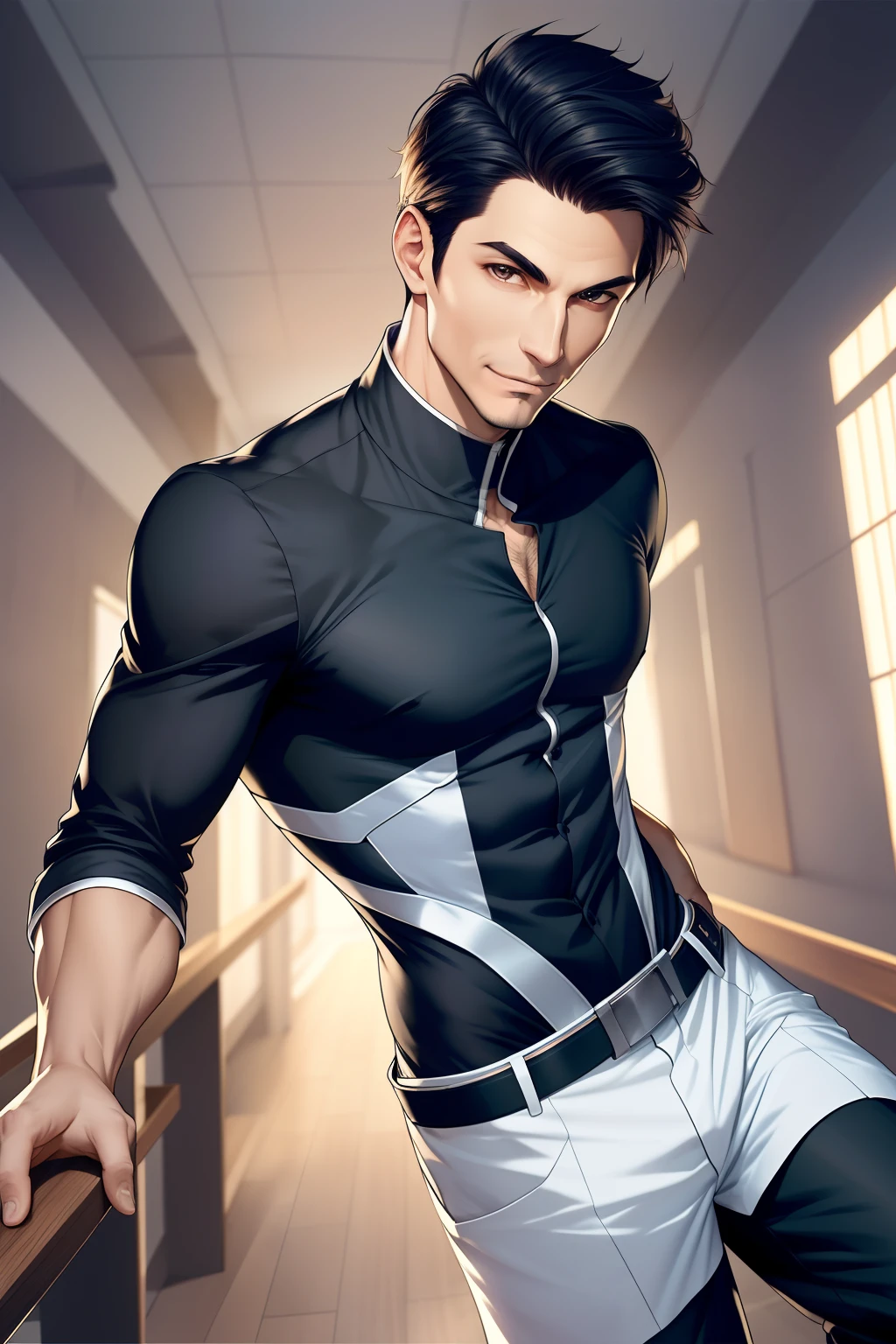 This man is of average height and has a slightly slim physique. His skin has a slightly dark complexion. His cheekbones are well-defined, giving him a lean and determined appearance. The most striking feature is his narrow, sharp eyes that sparkle with intelligence and professionalism, as if they can see through the essence of things. There's a warm smile at the corners of his mouth, which makes him seem vibrant and optimistic. He speaks rapidly and clearly, as if he has an endless supply of energy and quick thinking. When he walks, his steps are light and swift, as if the wind is at his feet. Overall, this man gives off an impression of intelligence, professionalism, and liveliness. Keywords for Midjourney: - Man - Average height - Slightly slim physique - Dark complexion - Well-defined cheekbones - Sharp, narrow eyes - Intelligent - Professional - Vibrant - Optimistic - Rapid speech - Clear communication - Energetic - Quick thinking - Light and swift walking.8k --auto --s2