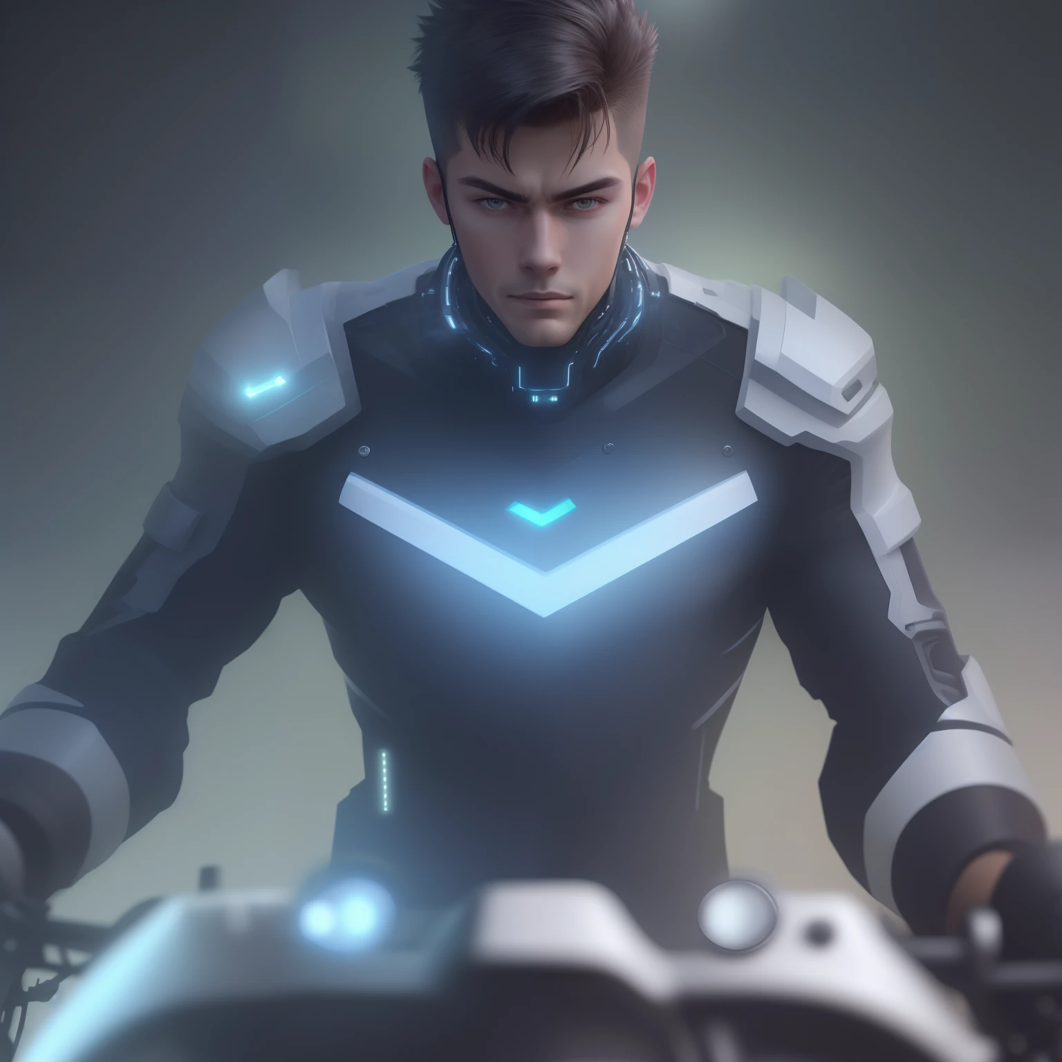 Change the background for Cyber Bank and the Ultra realistic photo for 8k resolution and Gate cool and handsome boy and the cool bike for road