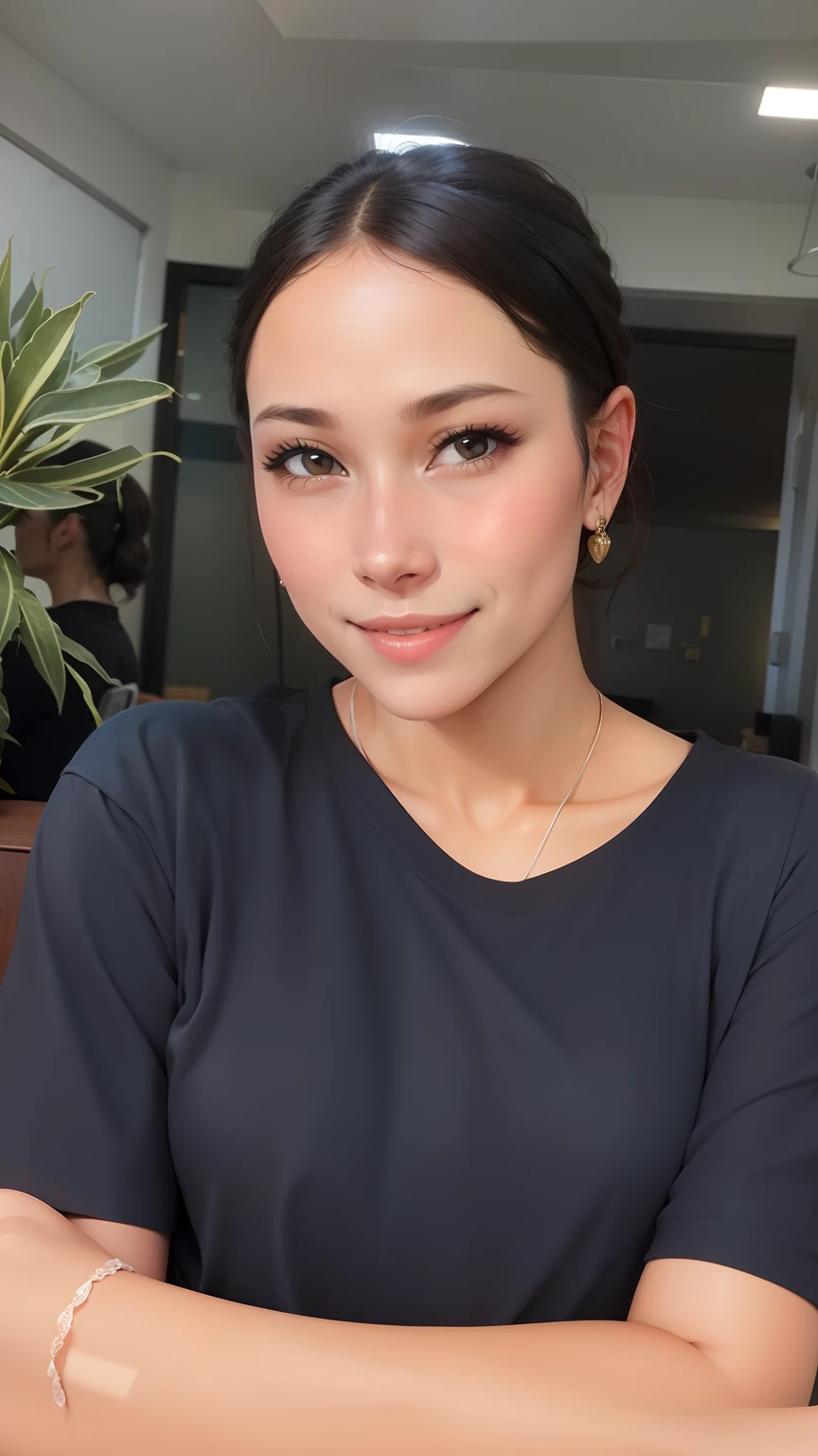 A pretty girl smiling