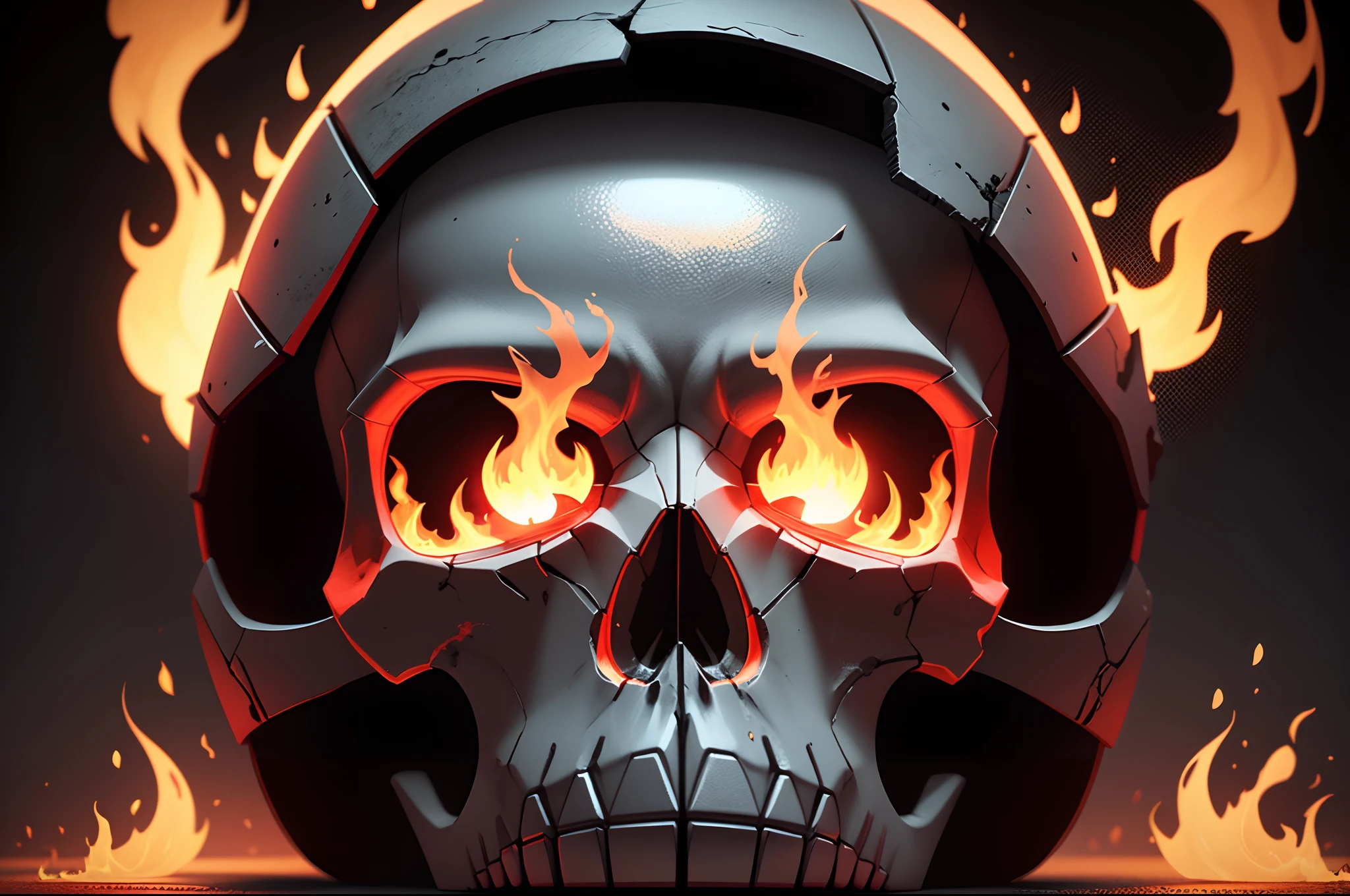 skull and fire, eyes with flames, extra realistic, minimalist, geometric, horror style, biotoxic, 3d drawing UK UHDm, multicolors, horror, burning laba background. --auto