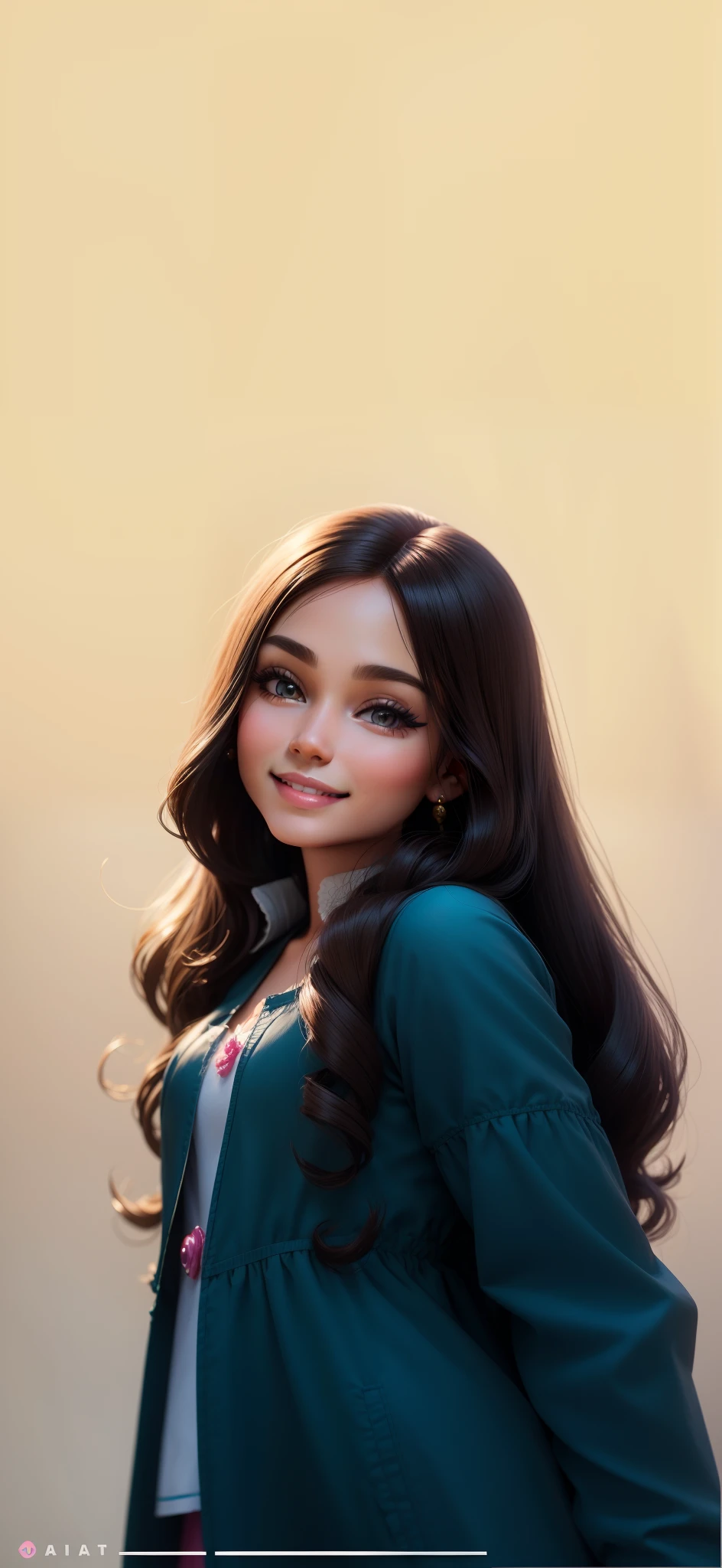 Smile, realistic face, output as same face, Barbie, change background as Barbie world, Barbie frock, dimples, Cute, brown eyes, Indian, fair.