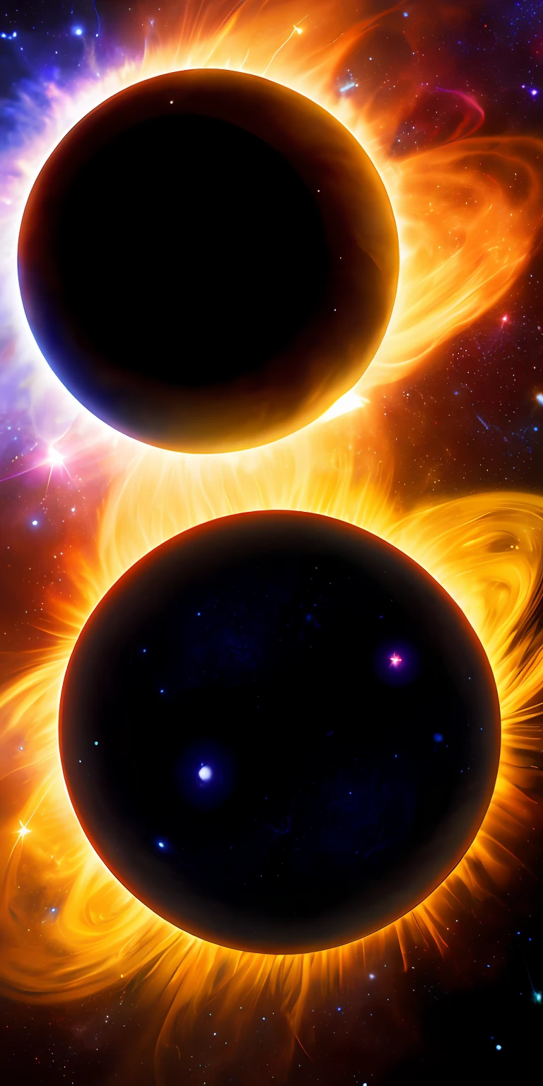 obra-prima, melhor qualidade, alta qualidade, papel de parede 8k extremamente detalhado da unidade CG, profundidade de campo, HDR, fotorrealista, extremamente detalhado, intrincado, alto detalhe, universo, outer space, galaxy, estrelas, planetas, astronomia, cosmos, celestial, nebulosa, buraco negro, sistema solar, cosmic rays, supernova, deep-space, astronomical objects, inferno, assustador, eclipse solar