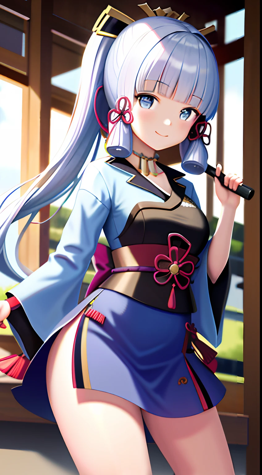 masterpiece, highres, best quality, 1girl solo, kamisato_ayaka, smile, kimono