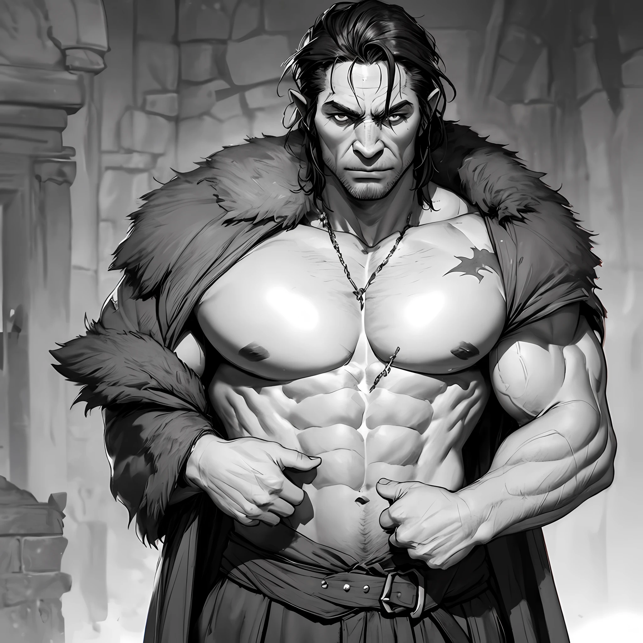 handsome，Handsome，white bear，musculature，Orc symbaroum