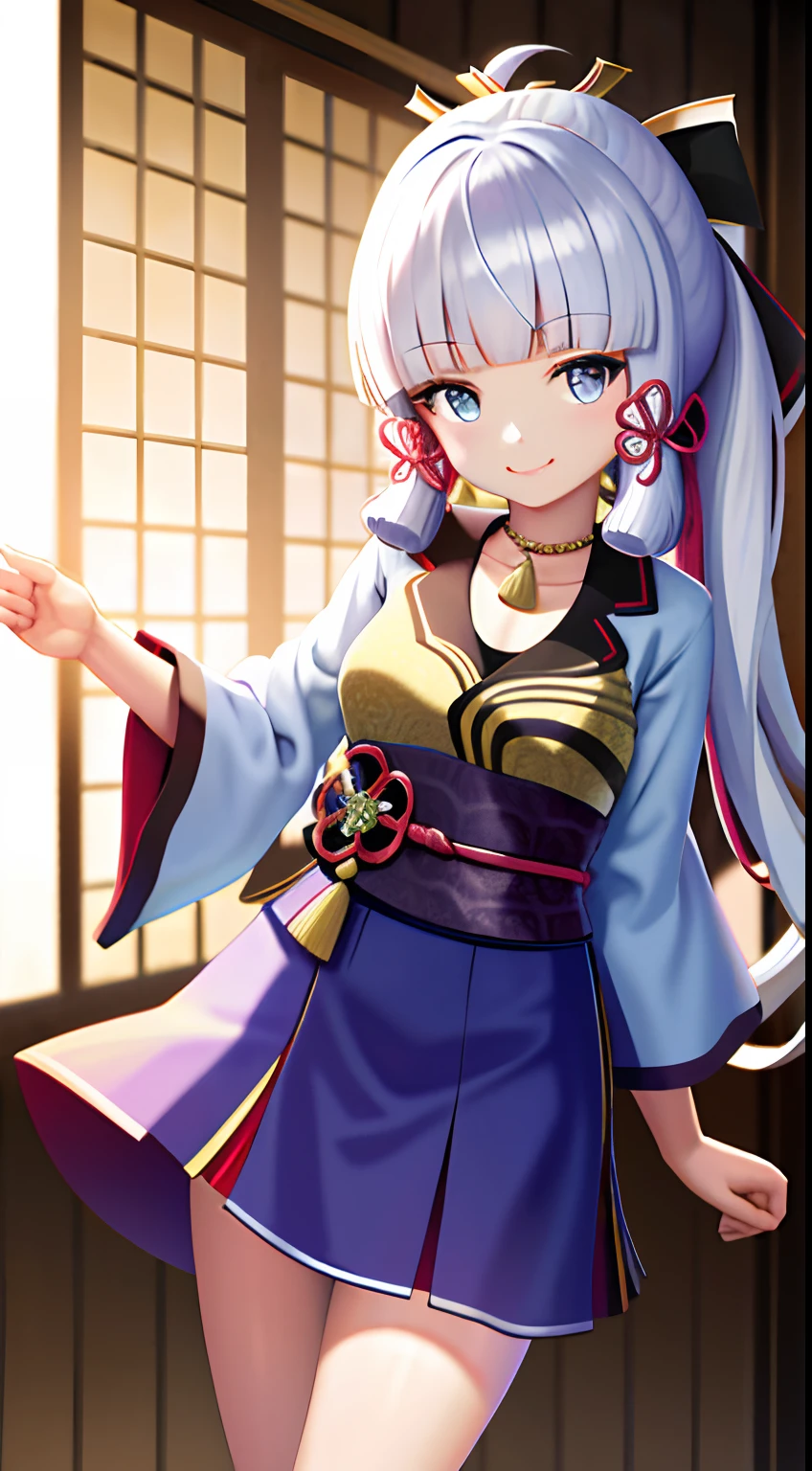 masterpiece, highres, best quality, 1girl solo, kamisato_ayaka, smile, kimono