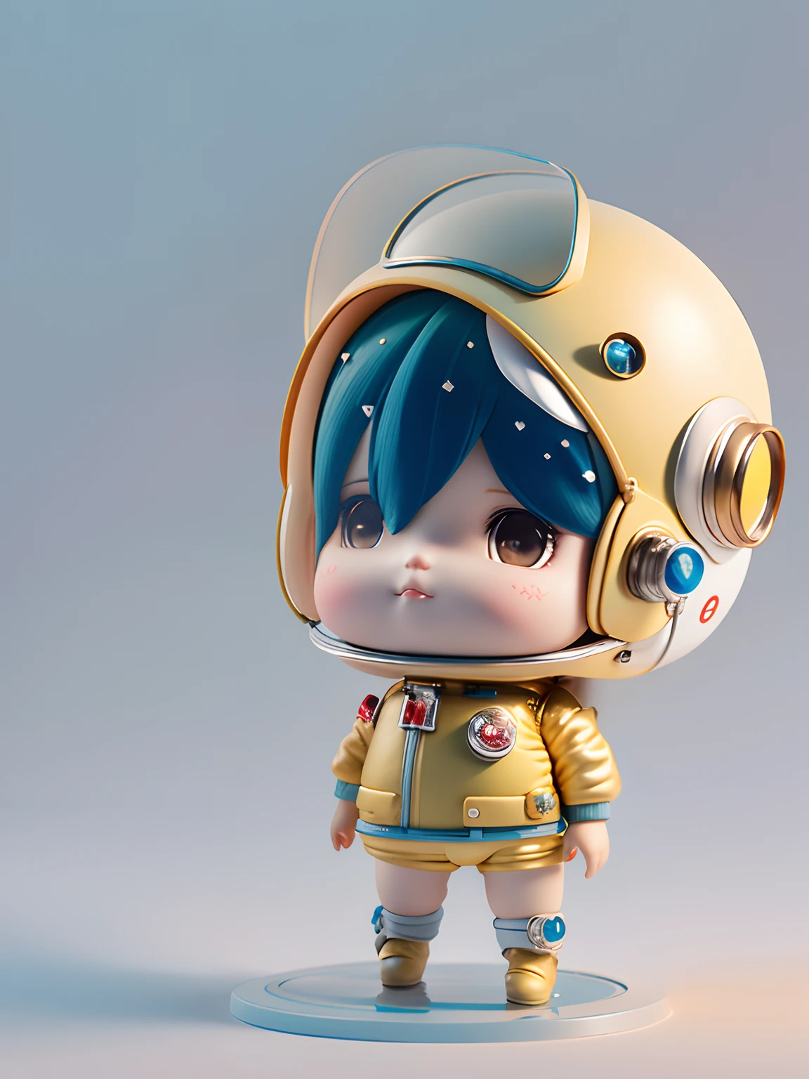 There is a little doll with helmet and helmet, cute 3d rendering, little astronaut looking up, portrait anime space cadet boy, cute 3d anime boy rendering, cute detailed digital art, male explorer mini cute boy, 3d rendering stylized, 3d rendered character art 8k, cute digital painting, anime style 3d, super detailed rendering