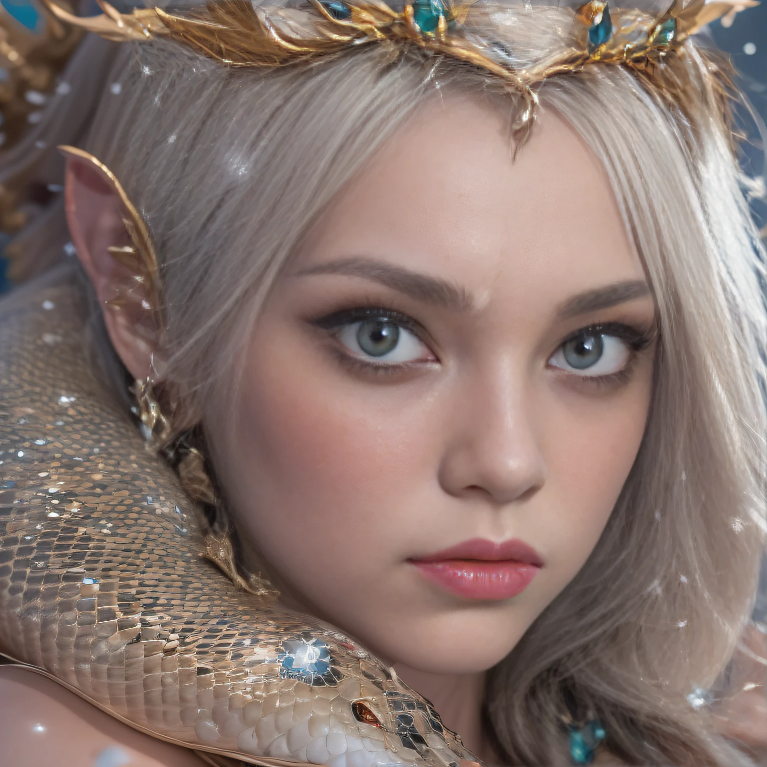 16k(tmasterpiece,k hd,hyper HD,16k)short detailed hair,Jewelry quarter in the back room,Flame Girl ,Dragon slaying knife(realisticlying:1.4),Python pattern robe,Purple-pink tiara,Snowflakes fluttering,The background is pure,Hold your head high,Be proud,The nostrils look at people, A high resolution, the detail, RAW photogr, Sharp Re, Nikon D850 Film Stock Photo by Jefferies Lee 4 Kodak Portra 400 Camera F1.6 shots, Rich colors, ultra-realistic vivid textures, Dramatic lighting, Unreal Engine Art Station Trend, cinestir 800,Hold your head high,Be proud,The nostrils look at people