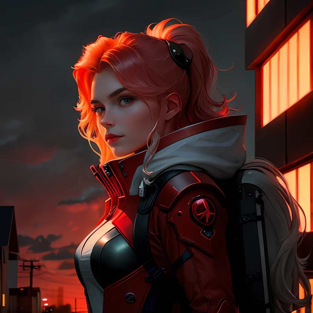 Doomsday beauty in red Under the lights of thousands of homes, carefully gaze into the future