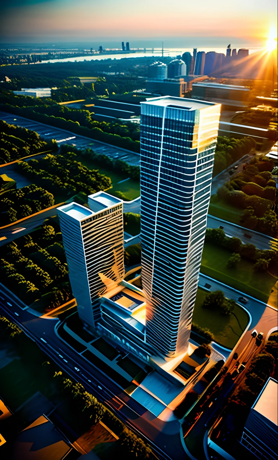 archiaerialview, sunset, line, architecture, building